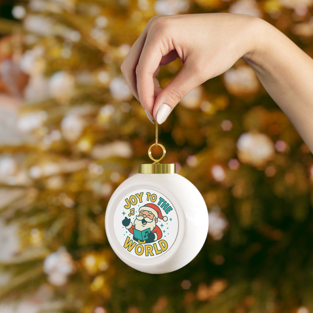 Joy to the World Christmas Ball Ornament — Santa Caroling Decorative Holiday Bauble