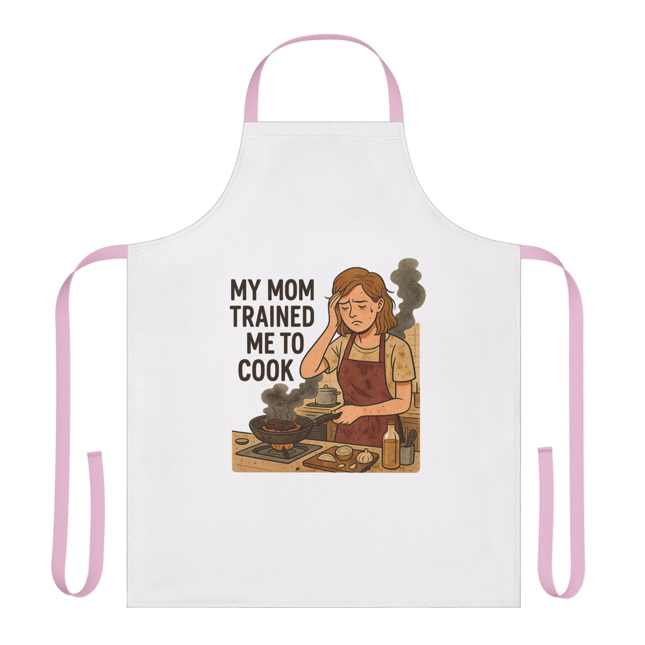 My Mom Trained Me to Cook Apron — Funny Retro Chef Gift for Home Cooks & Mothers' Day