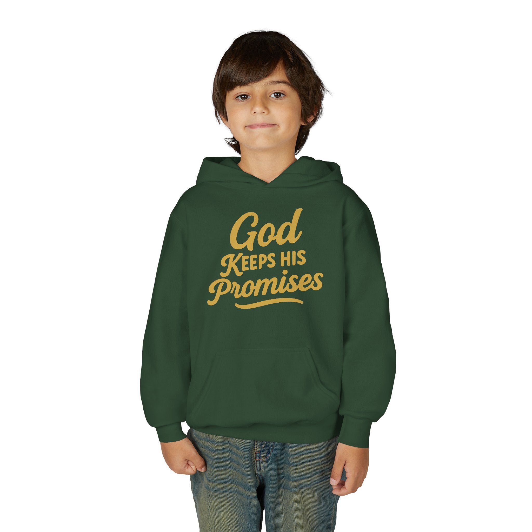Youth Hoodie — "God Keeps His Promises" Inspirational Faith Sweatshirt