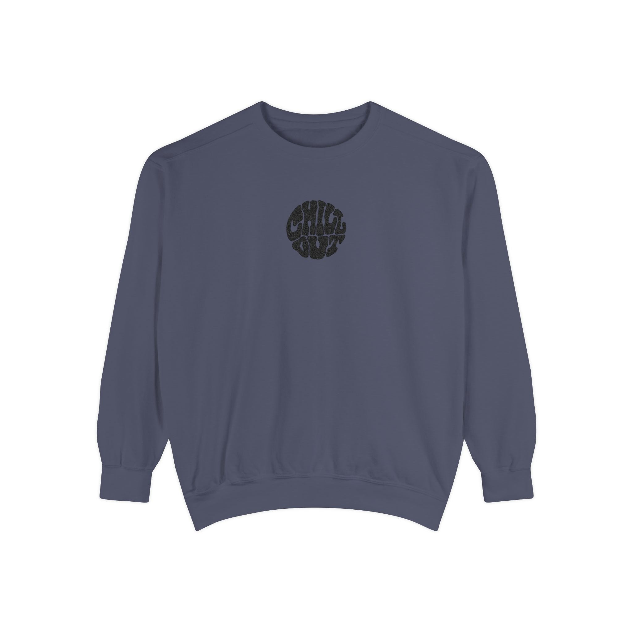 Chill Out Circle Sweatshirt – Minimal Retro Graphic Crewneck | Unisex Comfort