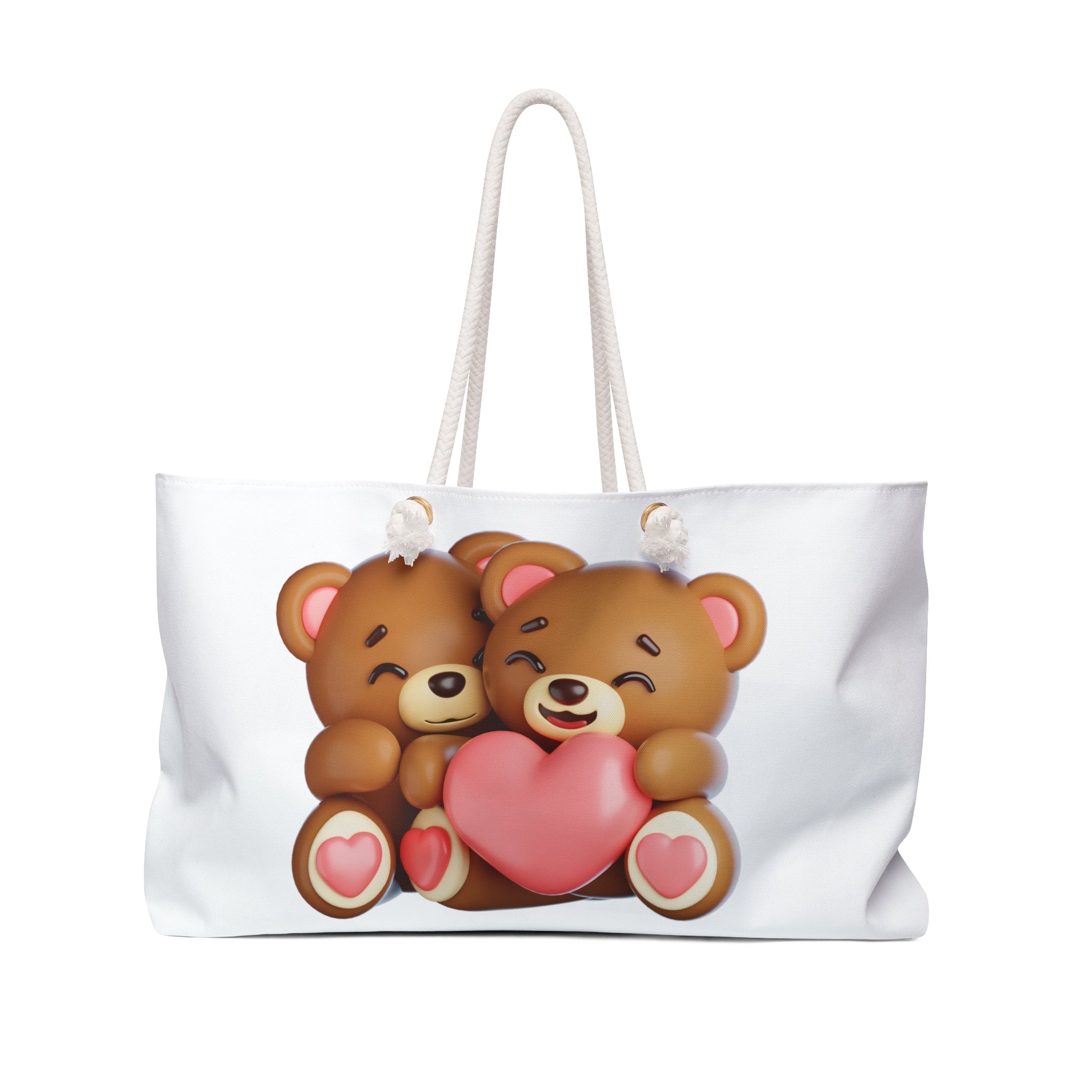 Cute Teddy Bears Heart Print Weekender Bag – Romantic Travel Tote