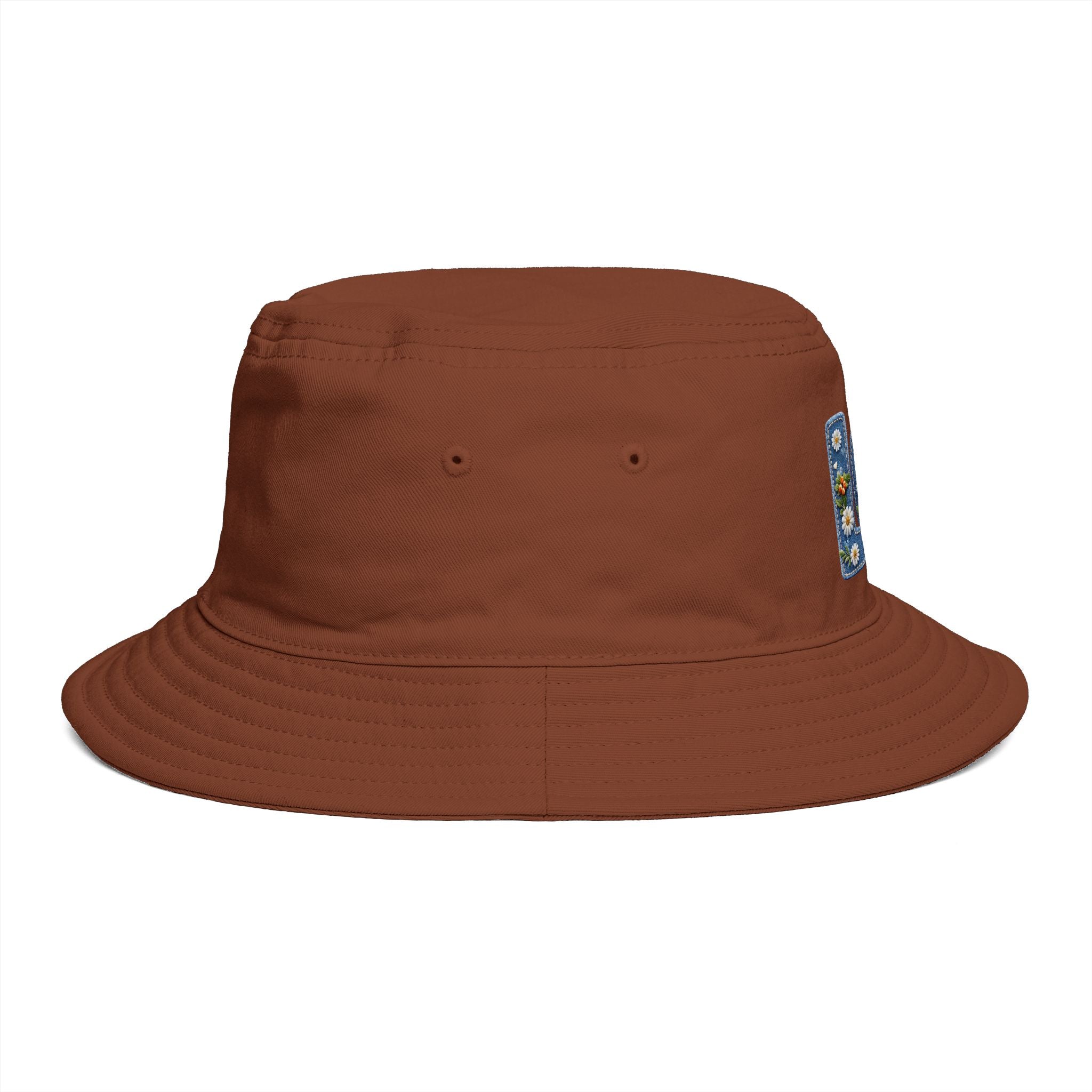 LOVE Daisy Bucket Hat — Floral Embroidered Brown Sun Hat