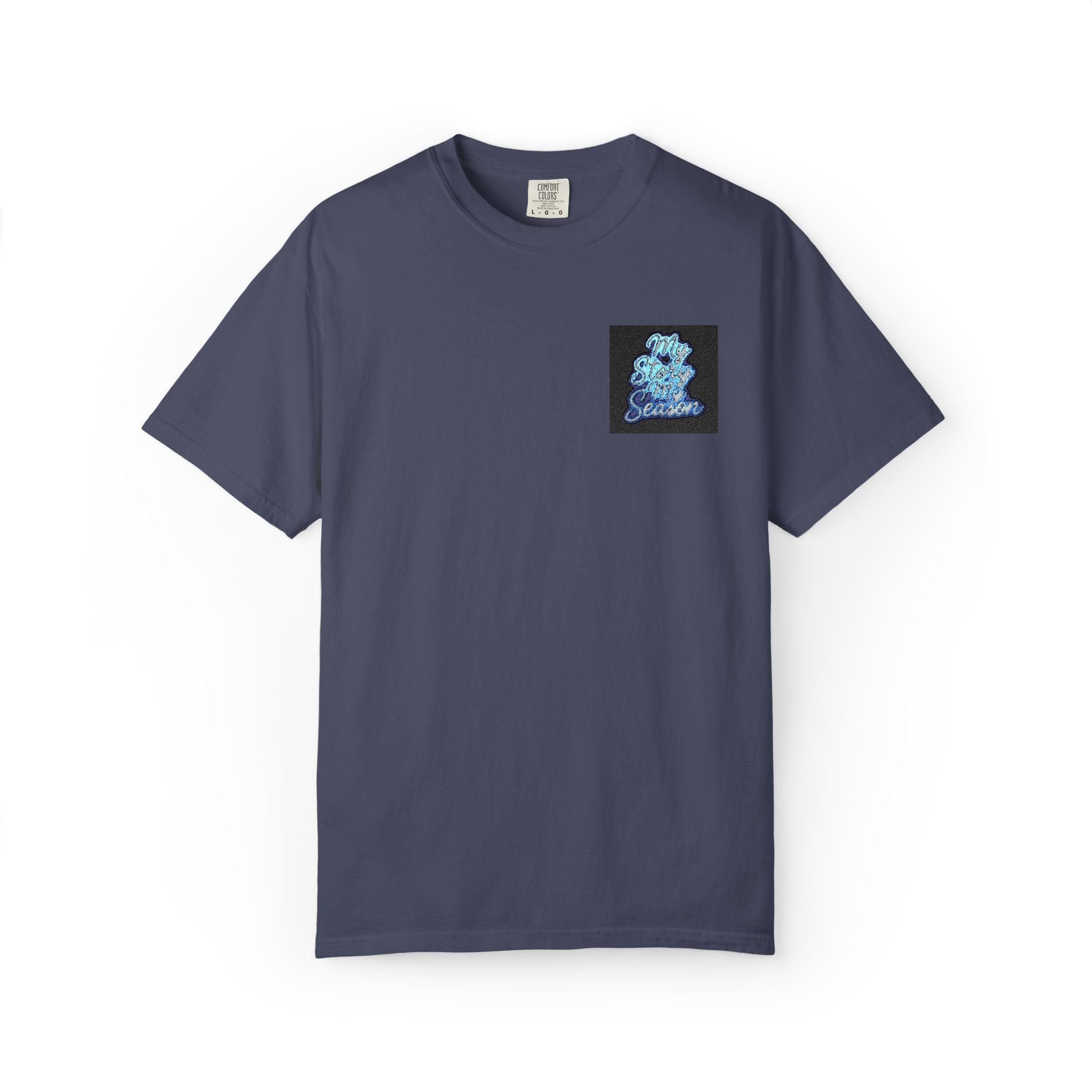 Sequin Dolphin Pocket Tee — Reversible Blue Sequin Graphic T-Shirt