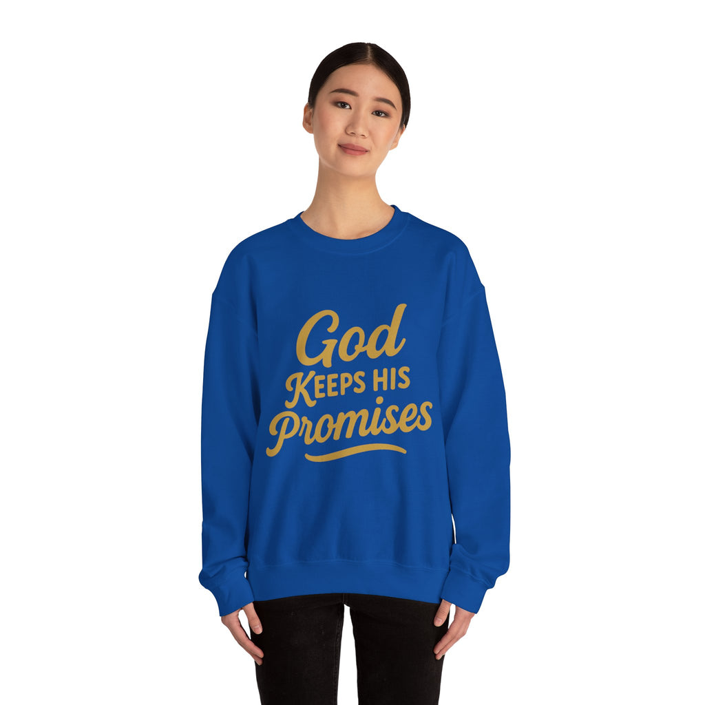 Christian Crewneck Sweatshirt — "God Keeps His Promises" Inspirational Pullover
