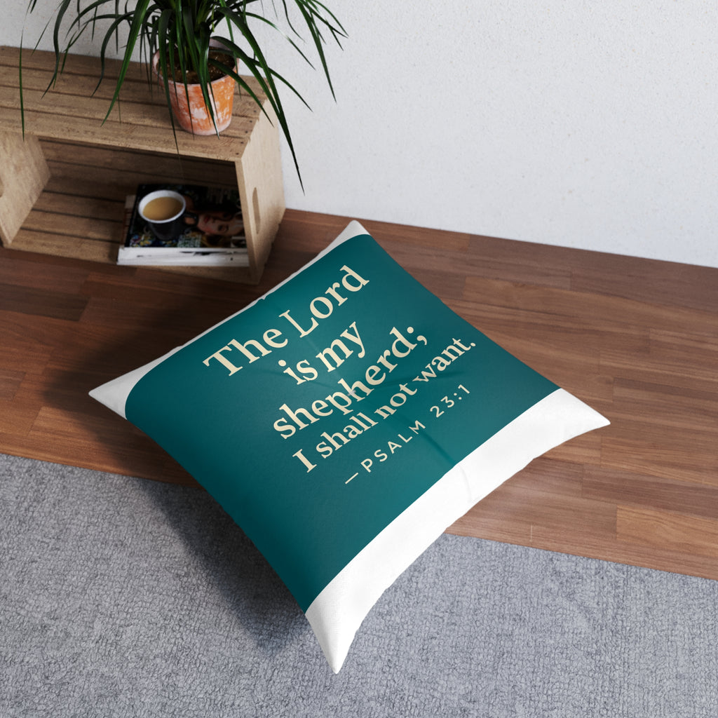 Inspirational Christian Floor Pillow — "I am becoming who God called me to be"