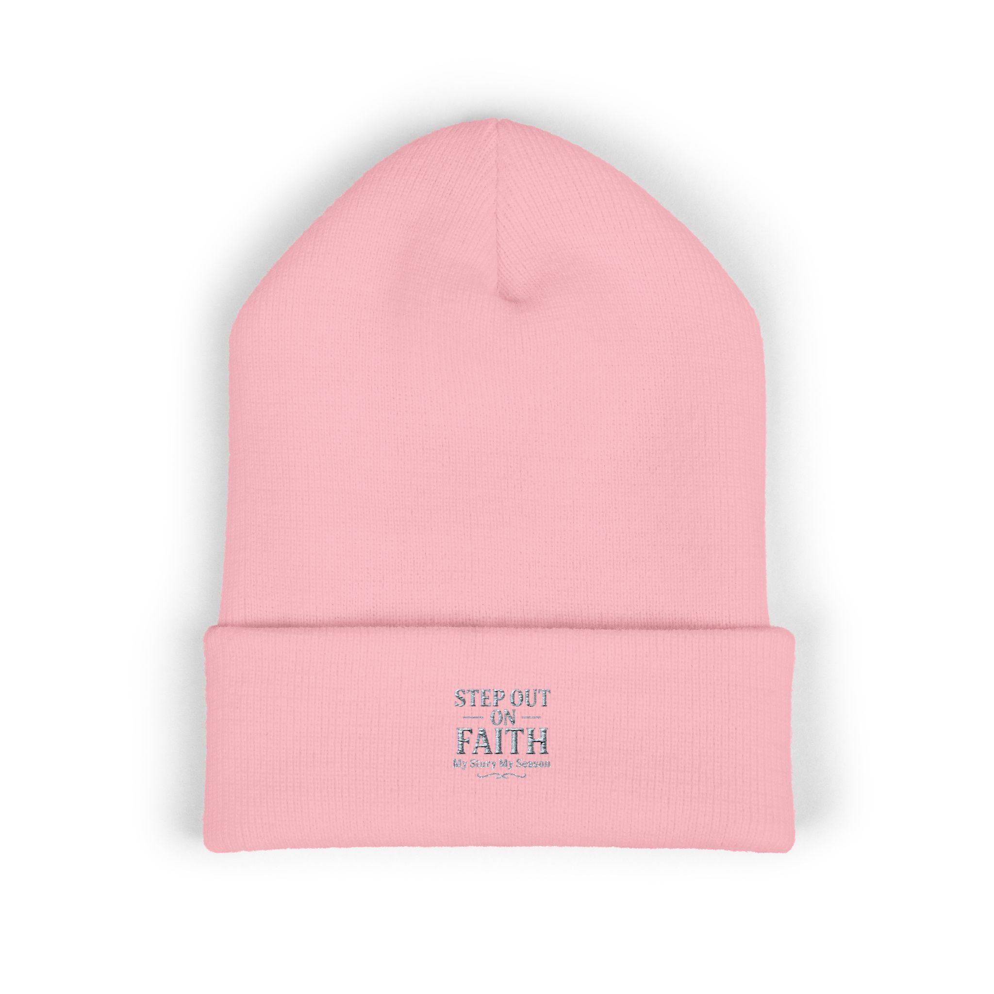 Embroidered “Step Out in Faith” Cuffed Beanie