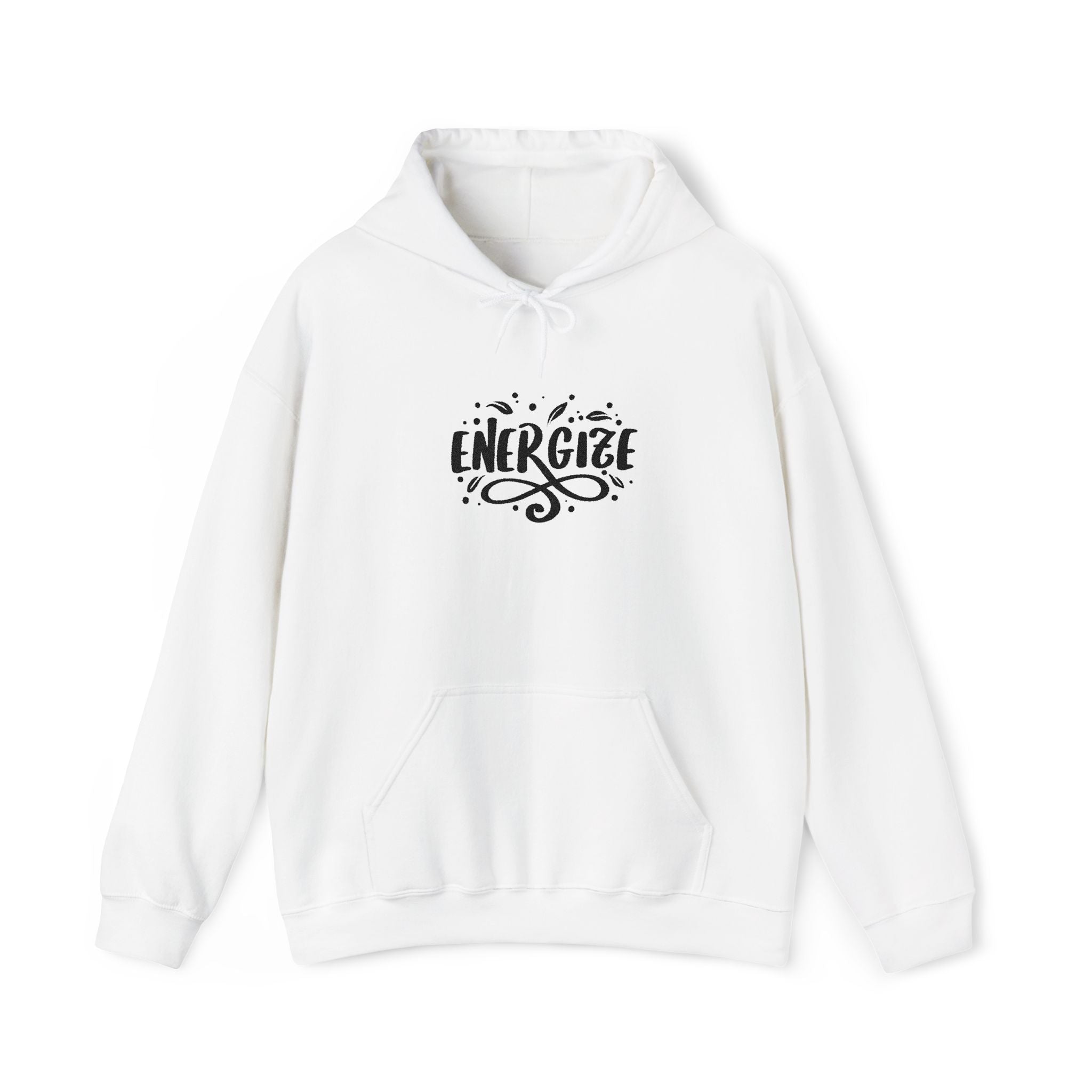 Energize Script Hoodie – Motivational White Pullover