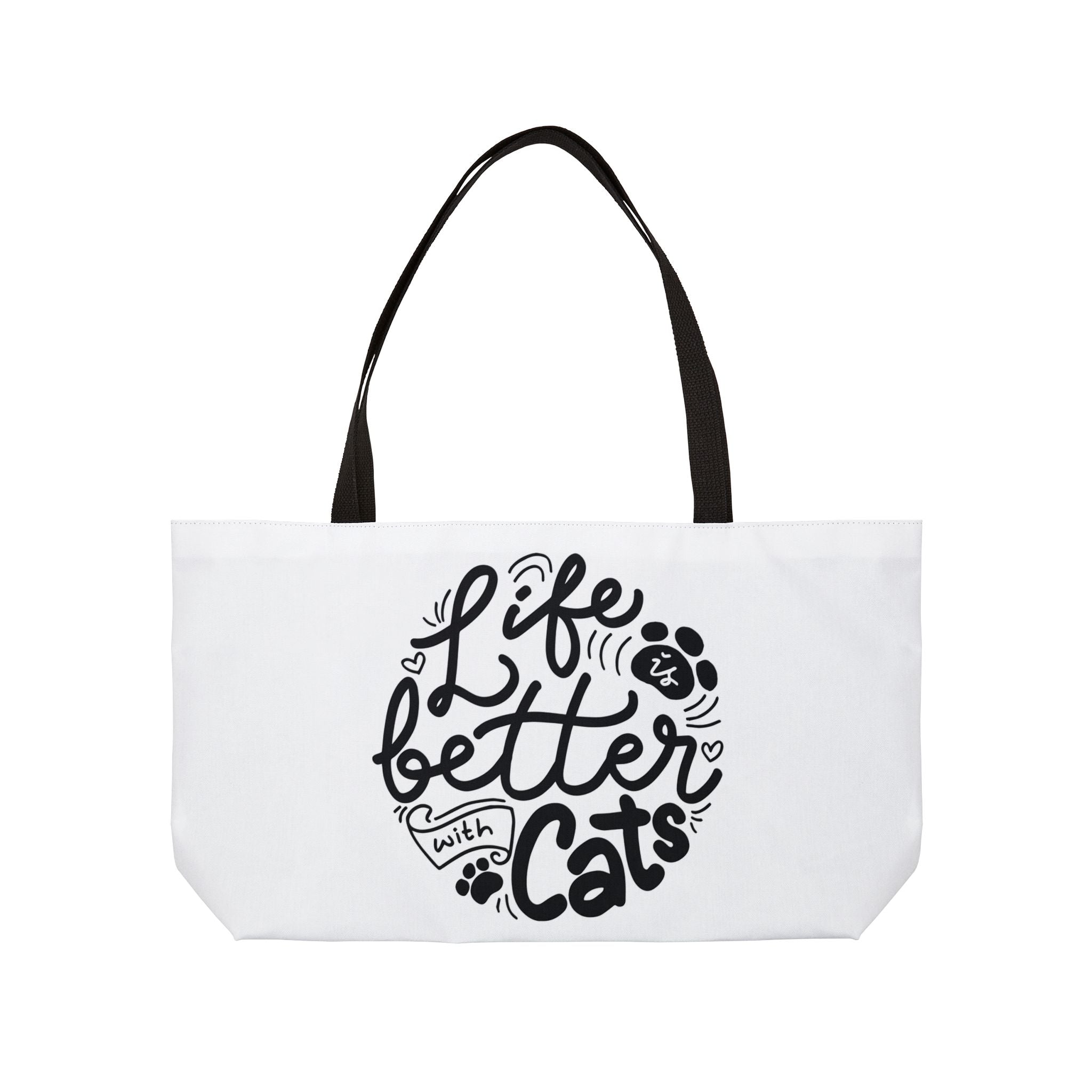 Weekender Tote Bag — "Life is Better with Cats" Cat Lover Canvas Tote