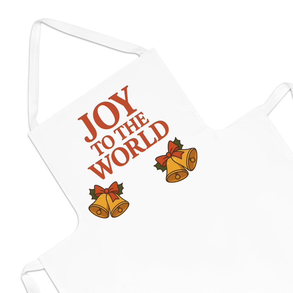 Christmas Apron – "Joy to the World" Holiday Cooking Apron with Jingle Bells Design