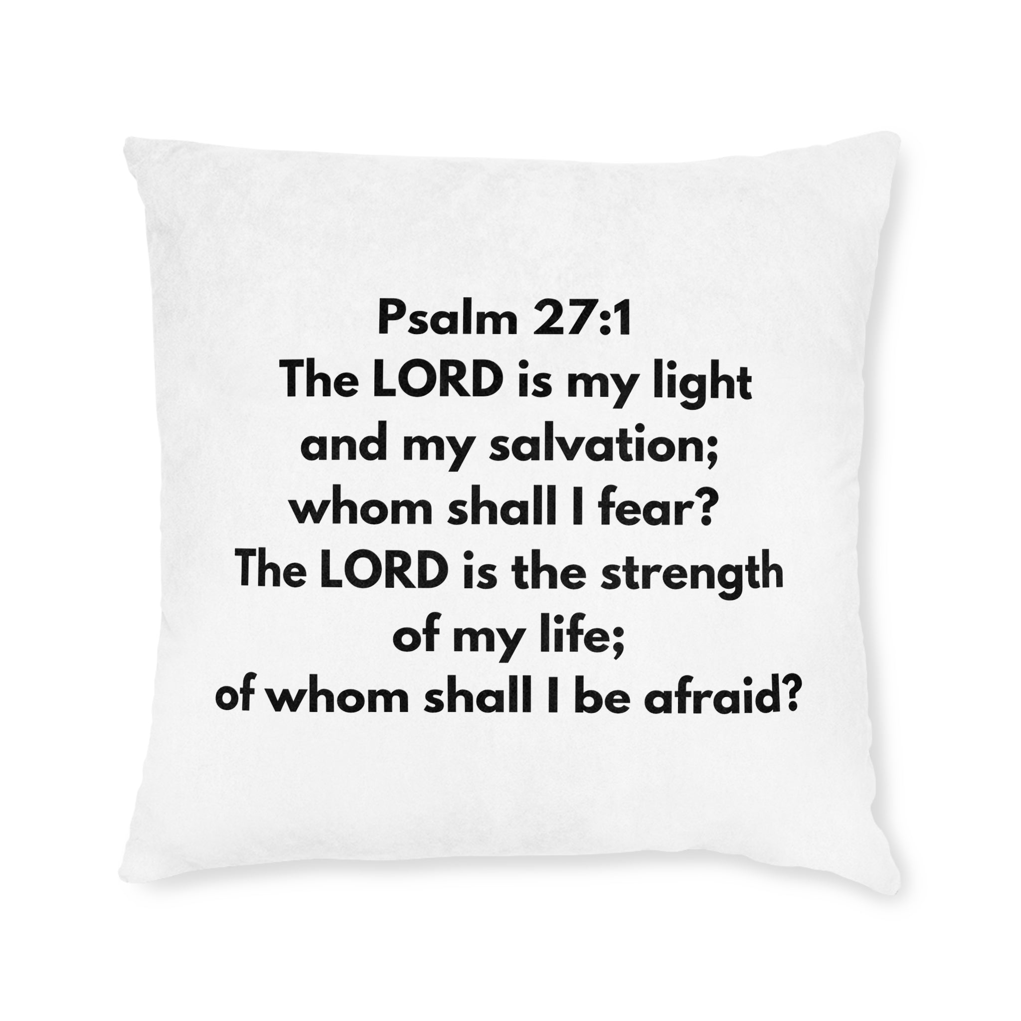 Psalm 27:1 Scripture Square Pillow — "The LORD is my light" Christian Decorative Pillow