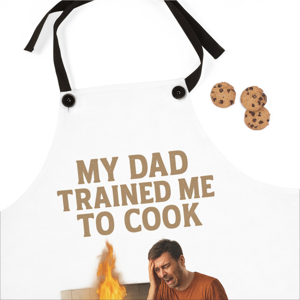 Apron — "My Dad Trained Me to Cook" Funny Chef Apron for Dads & Home Cooks