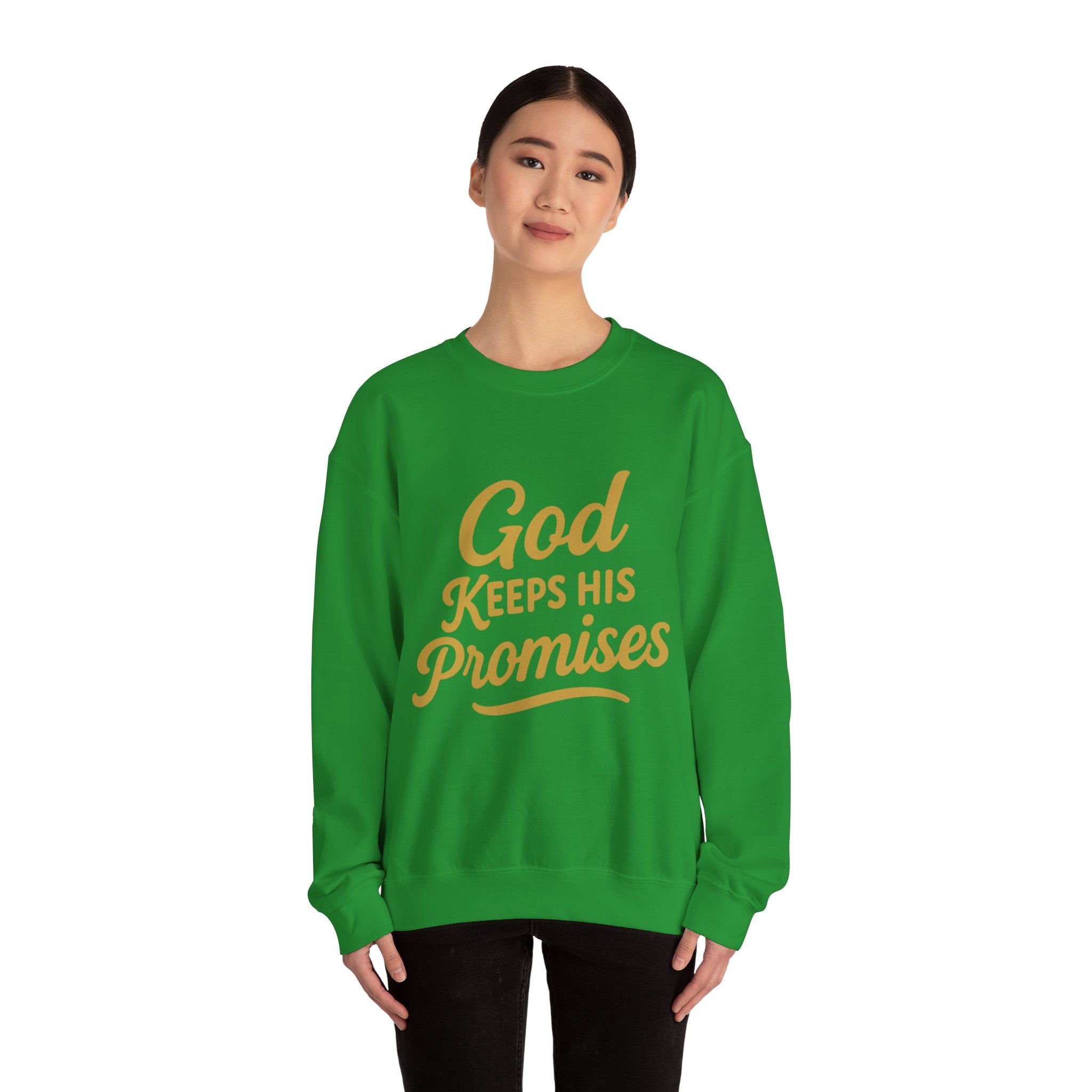 Christian Crewneck Sweatshirt — "God Keeps His Promises" Inspirational Pullover