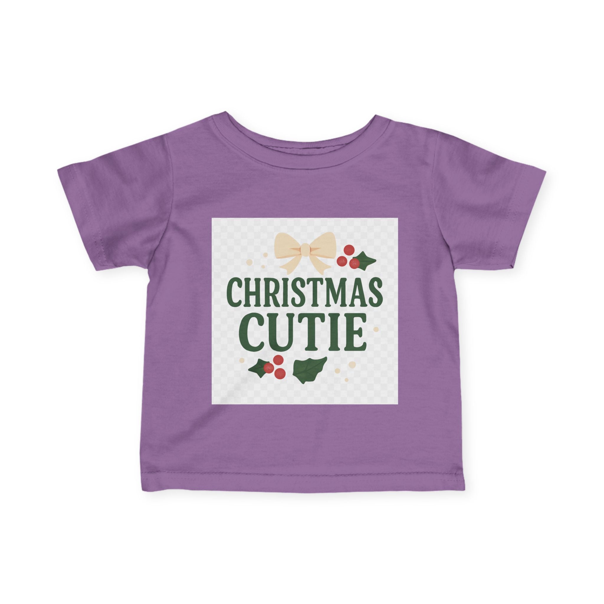 Christmas Cutie Infant Tee – Festive Baby Holiday Shirt with Bow & Holly