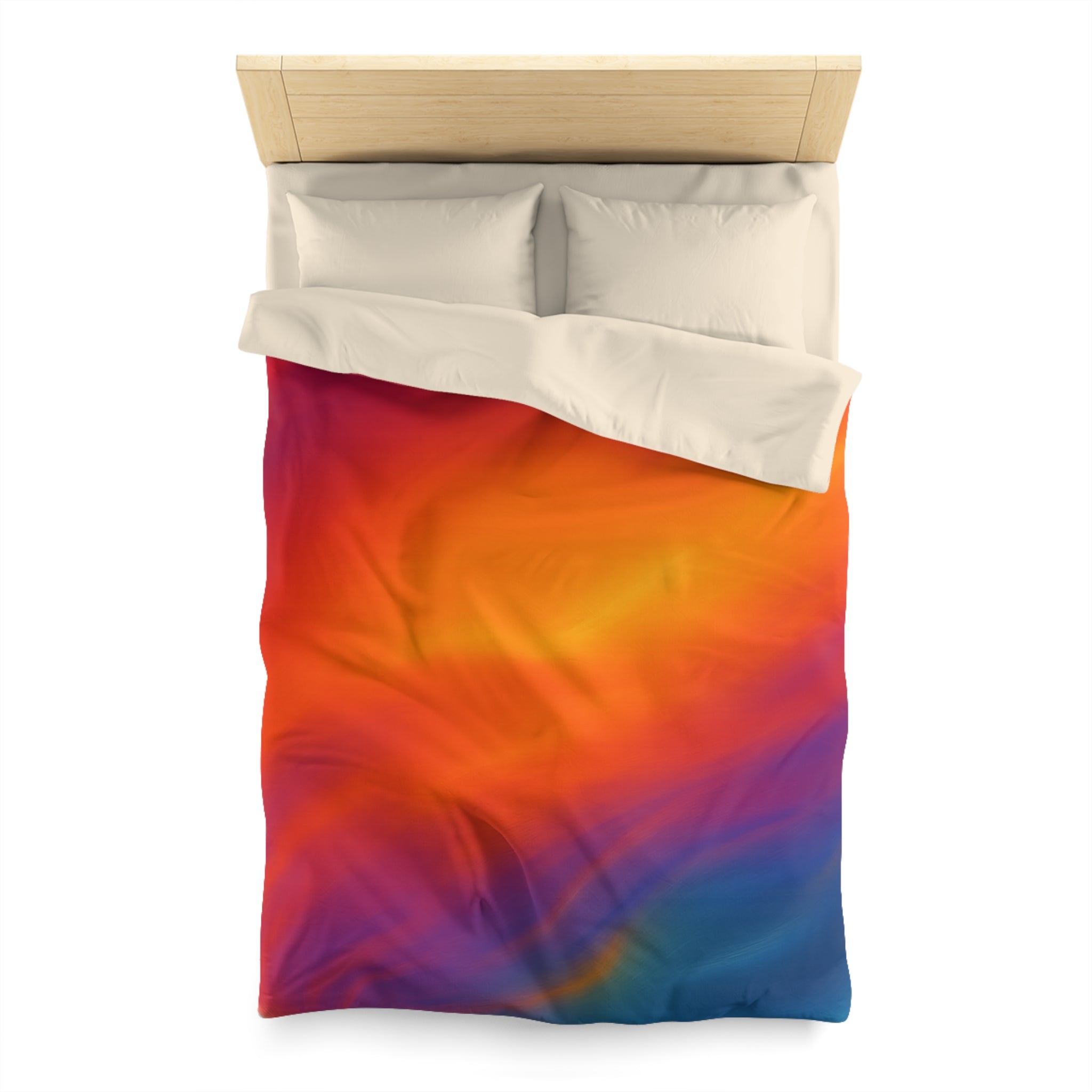 Vibrant Sunset Gradient Duvet Cover — Bold Orange to Deep Blue Microfiber