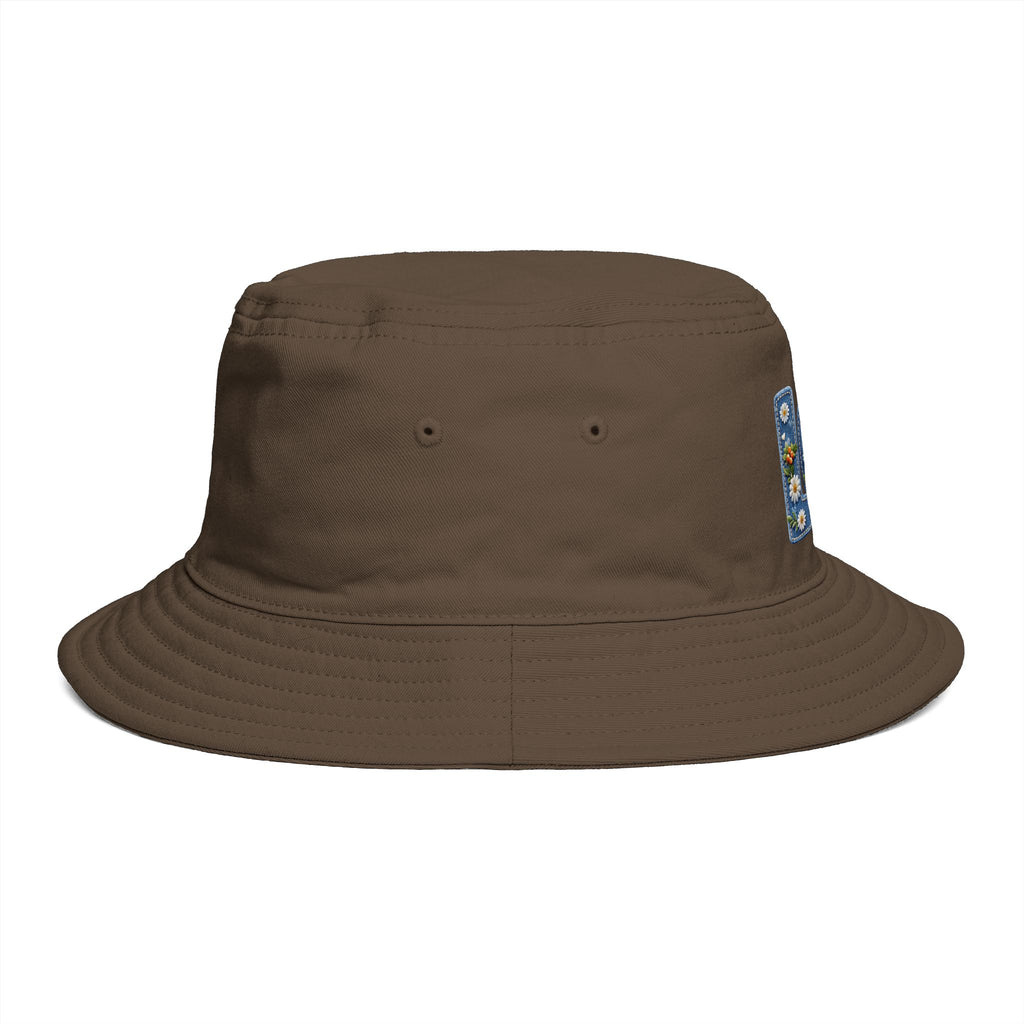 LOVE Daisy Bucket Hat — Floral Embroidered Brown Sun Hat