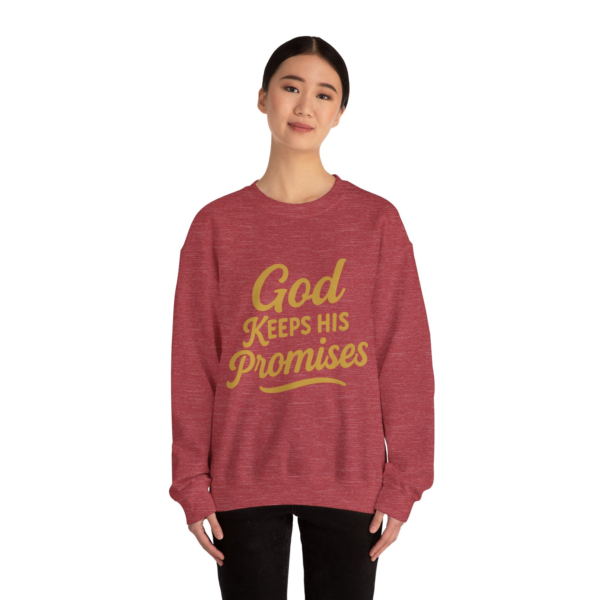 Christian Crewneck Sweatshirt — "God Keeps His Promises" Inspirational Pullover