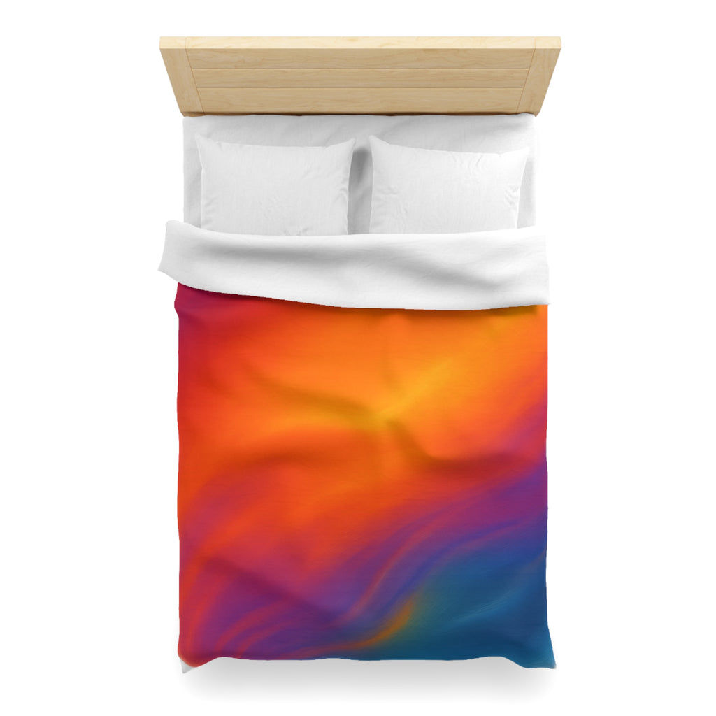 Vibrant Sunset Gradient Duvet Cover — Bold Orange to Deep Blue Microfiber