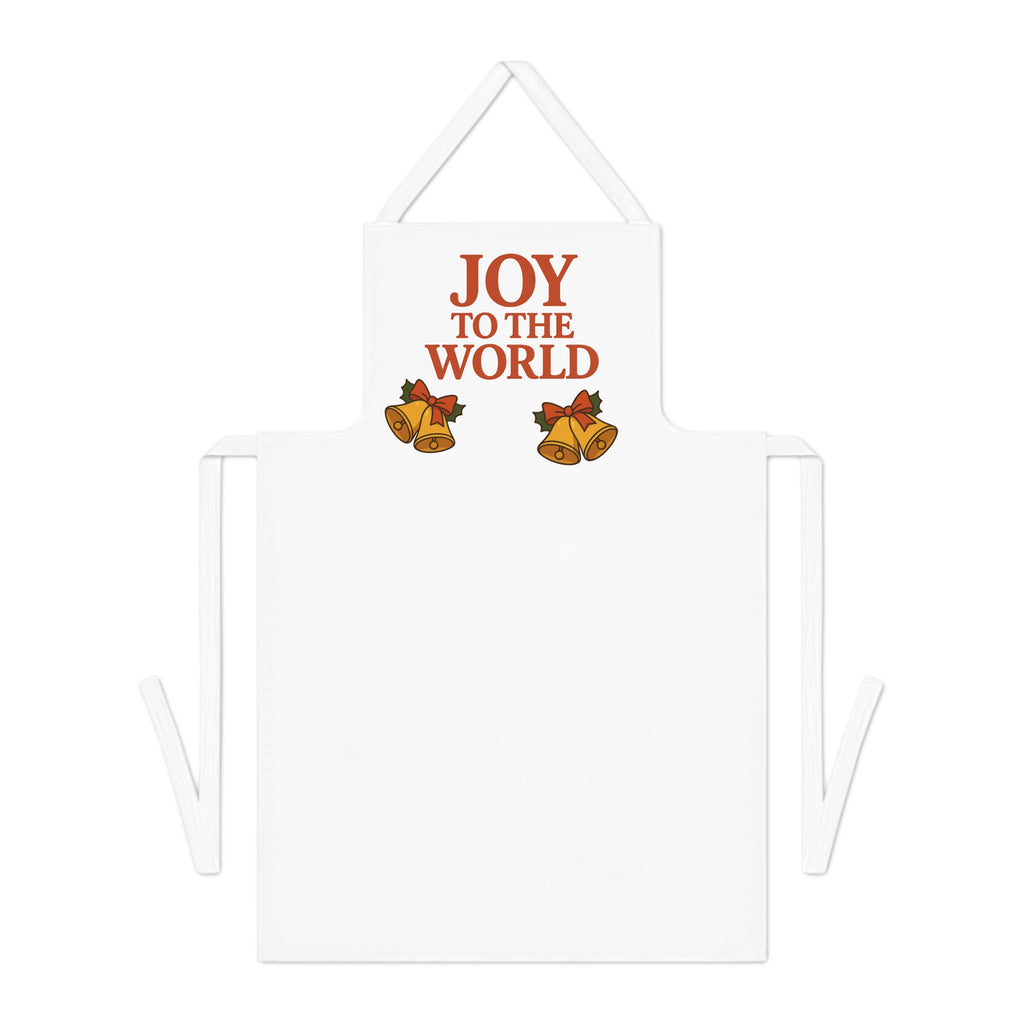 Christmas Apron – "Joy to the World" Holiday Cooking Apron with Jingle Bells Design