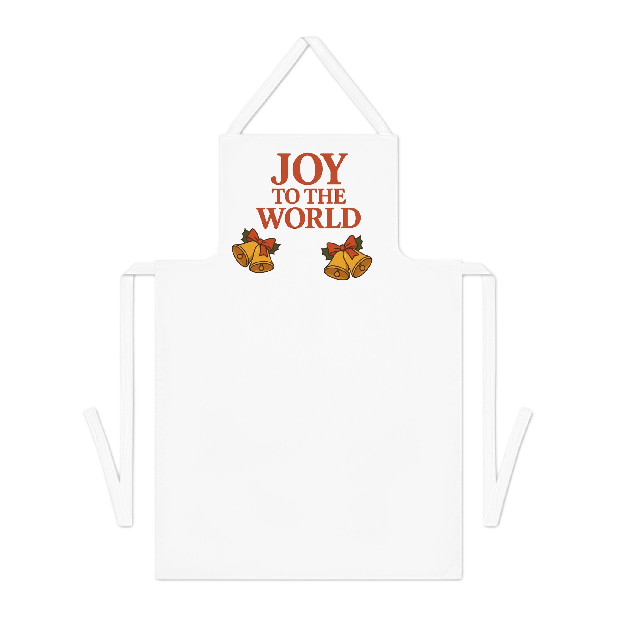 Christmas Apron – "Joy to the World" Holiday Cooking Apron with Jingle Bells Design
