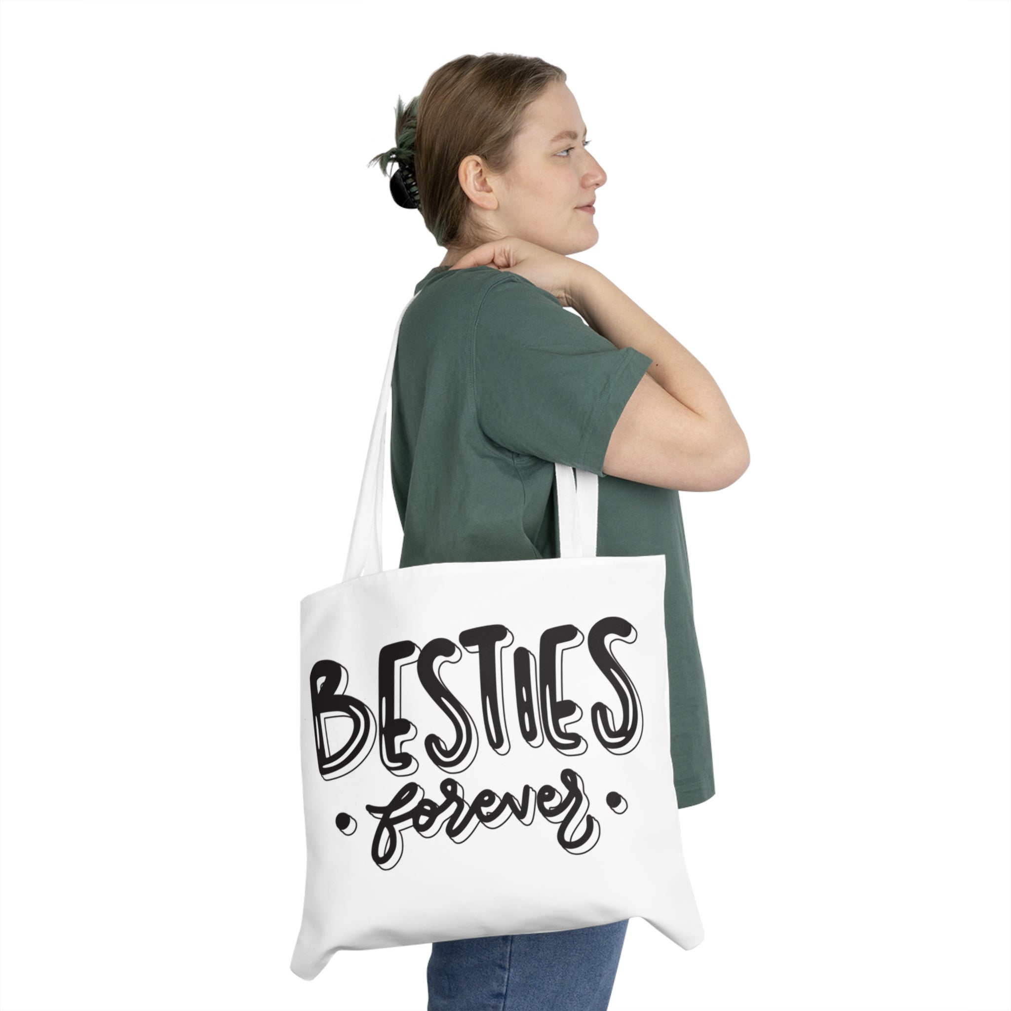 Besties Forever Shoulder Tote — Best Friends Heart Tote Bag