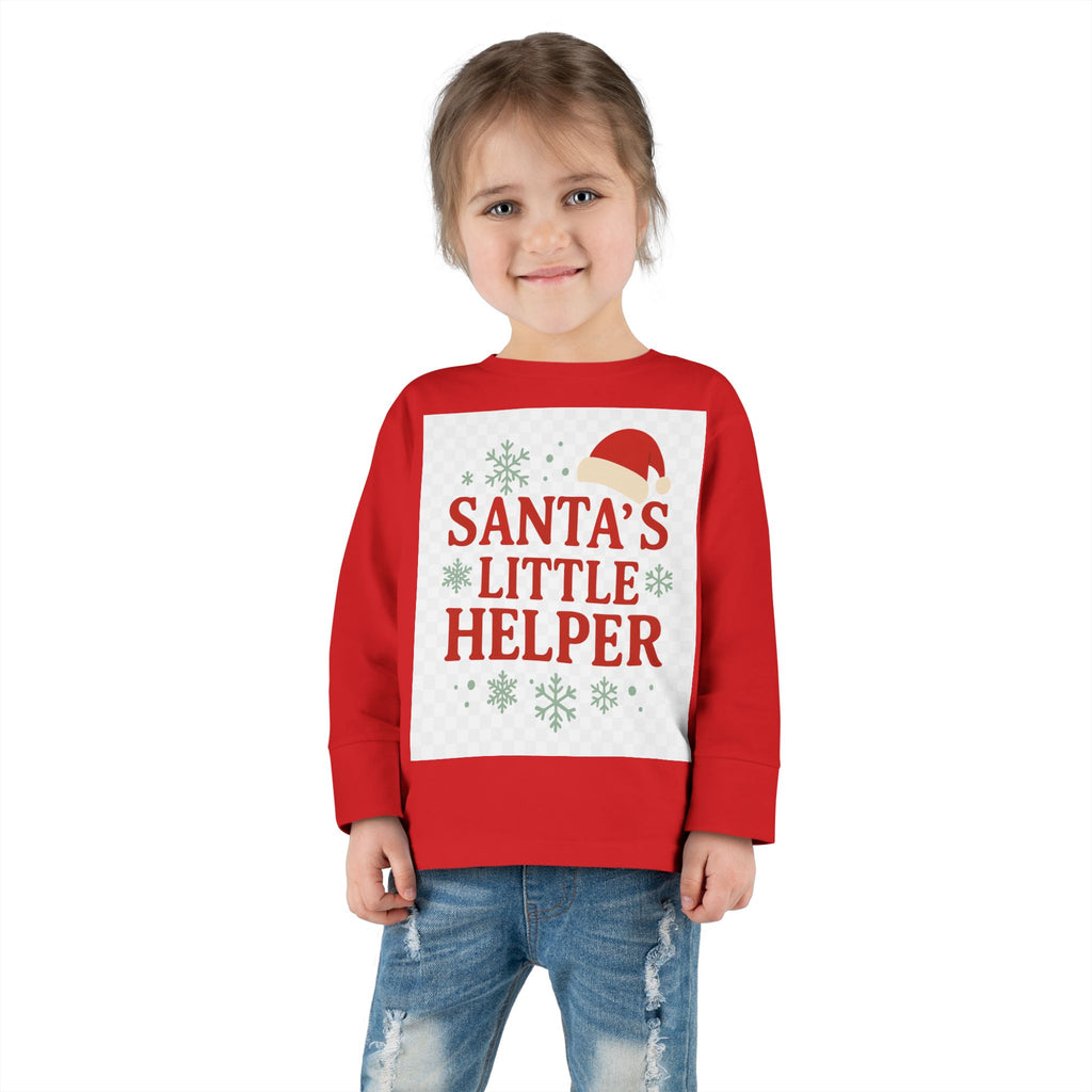 Santa's Little Helper Toddler Long Sleeve Tee