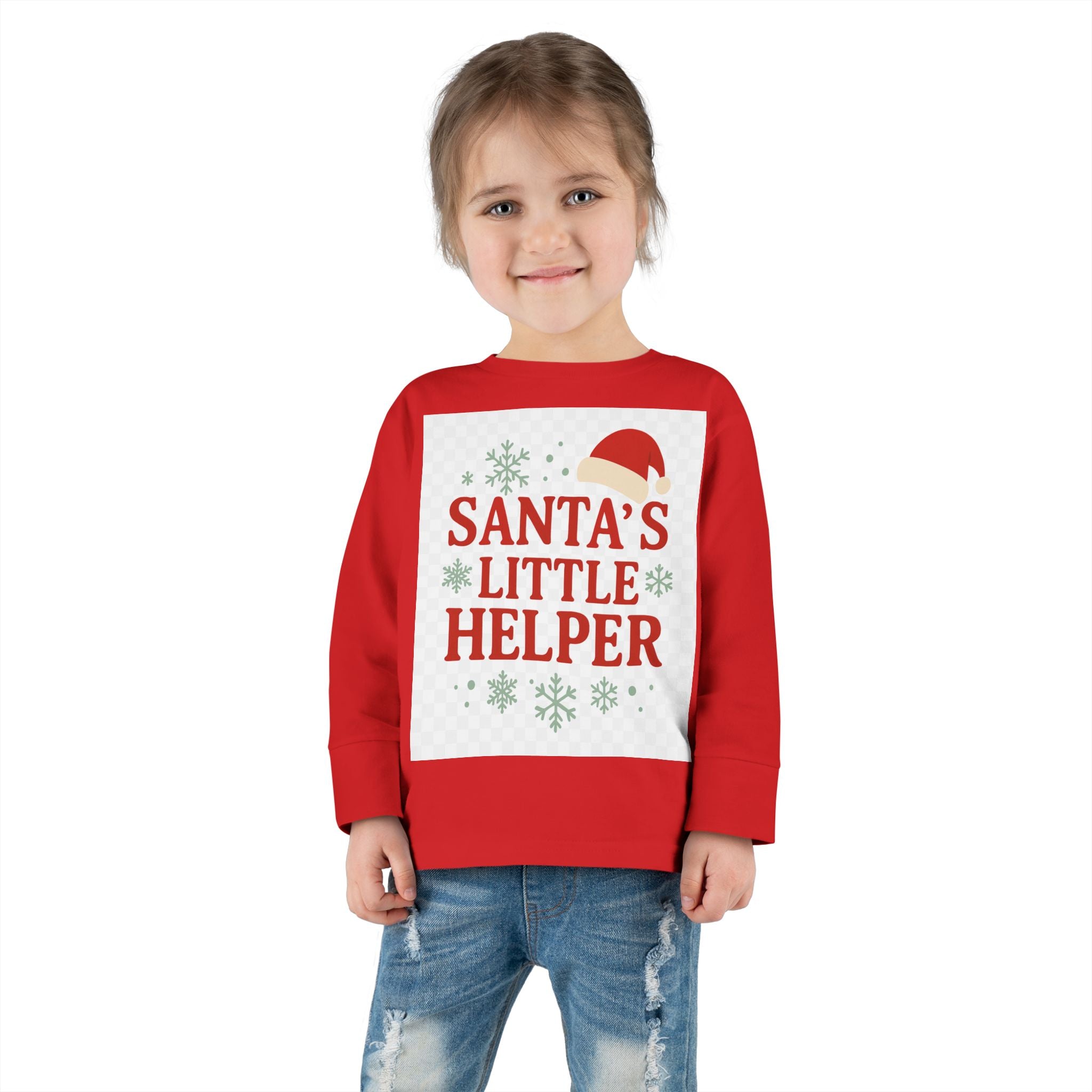 Santa's Little Helper Toddler Long Sleeve Tee