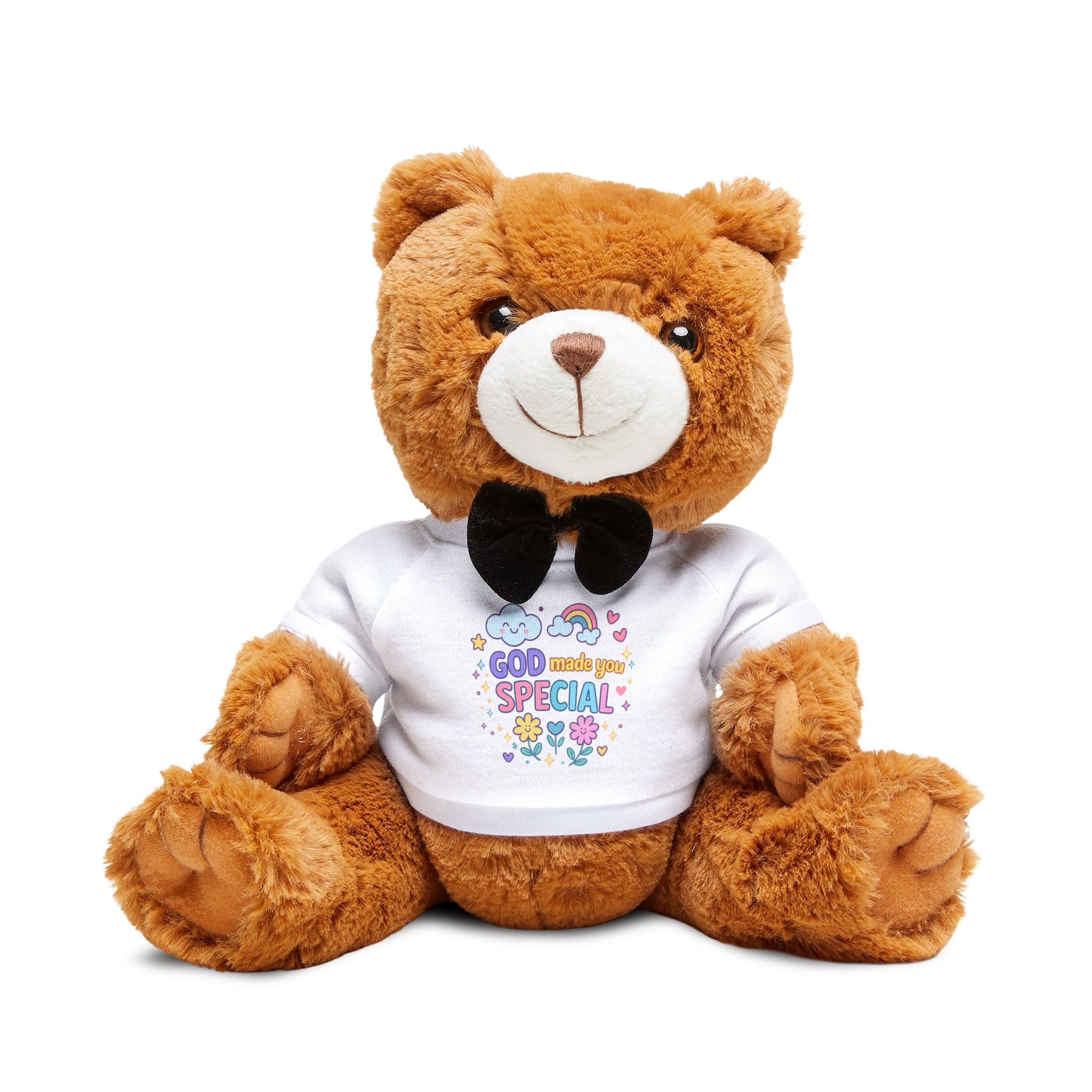 Plush Teddy Bear with 'God Made You Special' T-Shirt