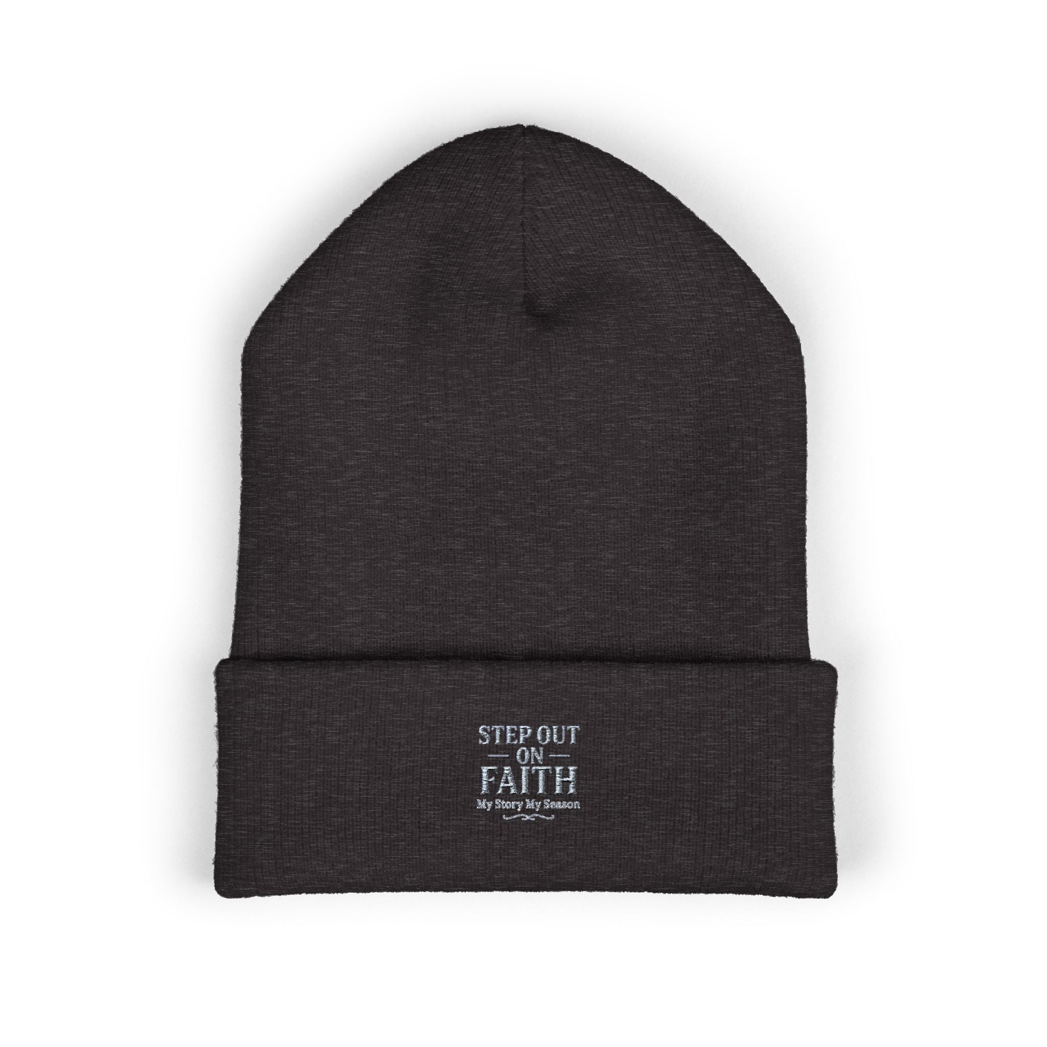 Embroidered “Step Out in Faith” Cuffed Beanie