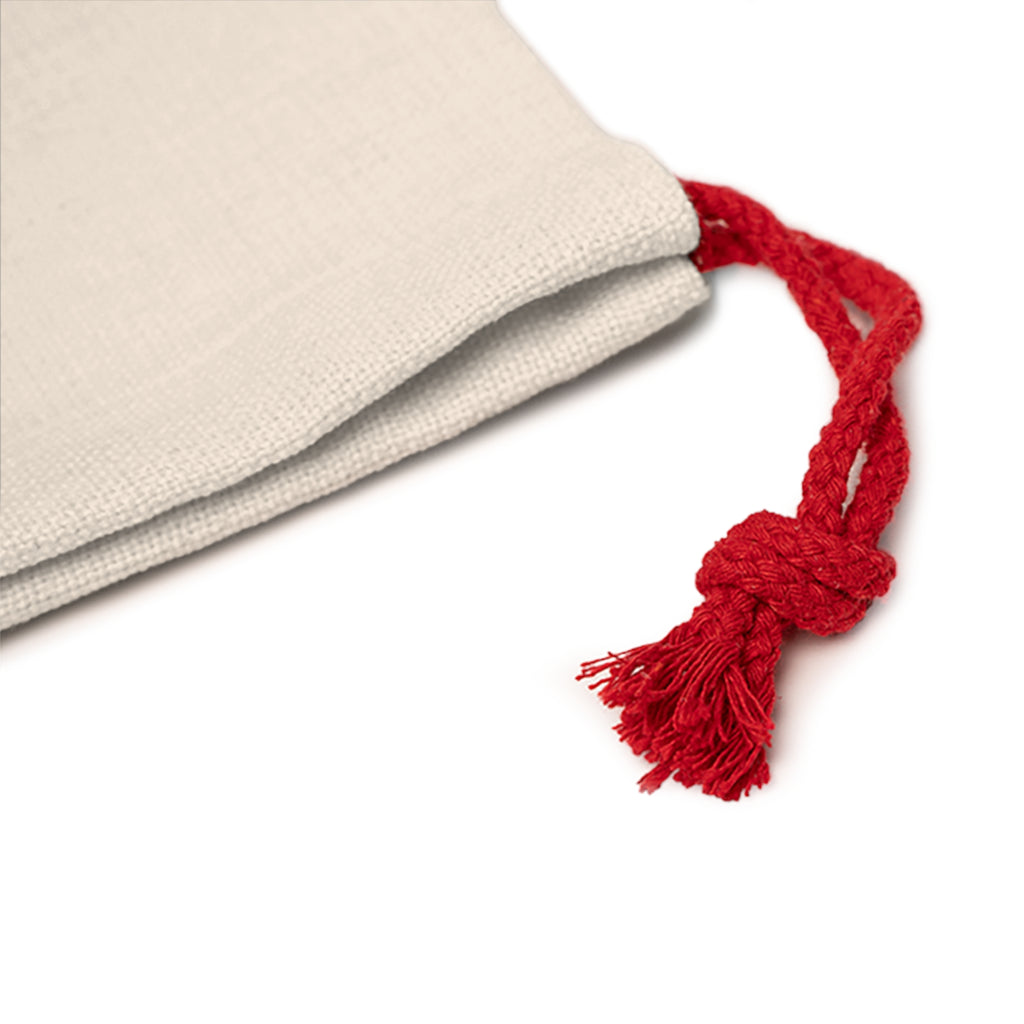 Holiday Drawstring Gift Bag — "Joy to the World" Red & Gold Christmas Pouch