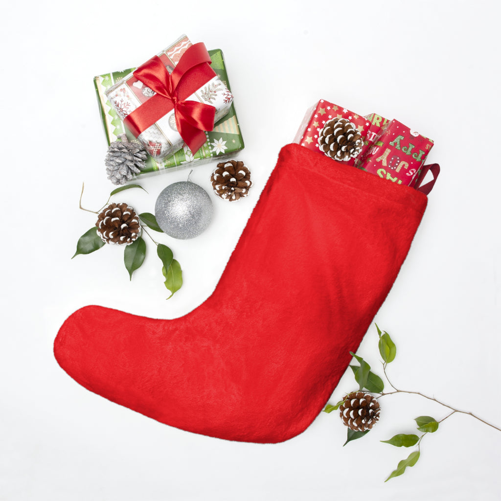 Merry Christmas Santa Stocking - Red Holiday Christmas Stocking