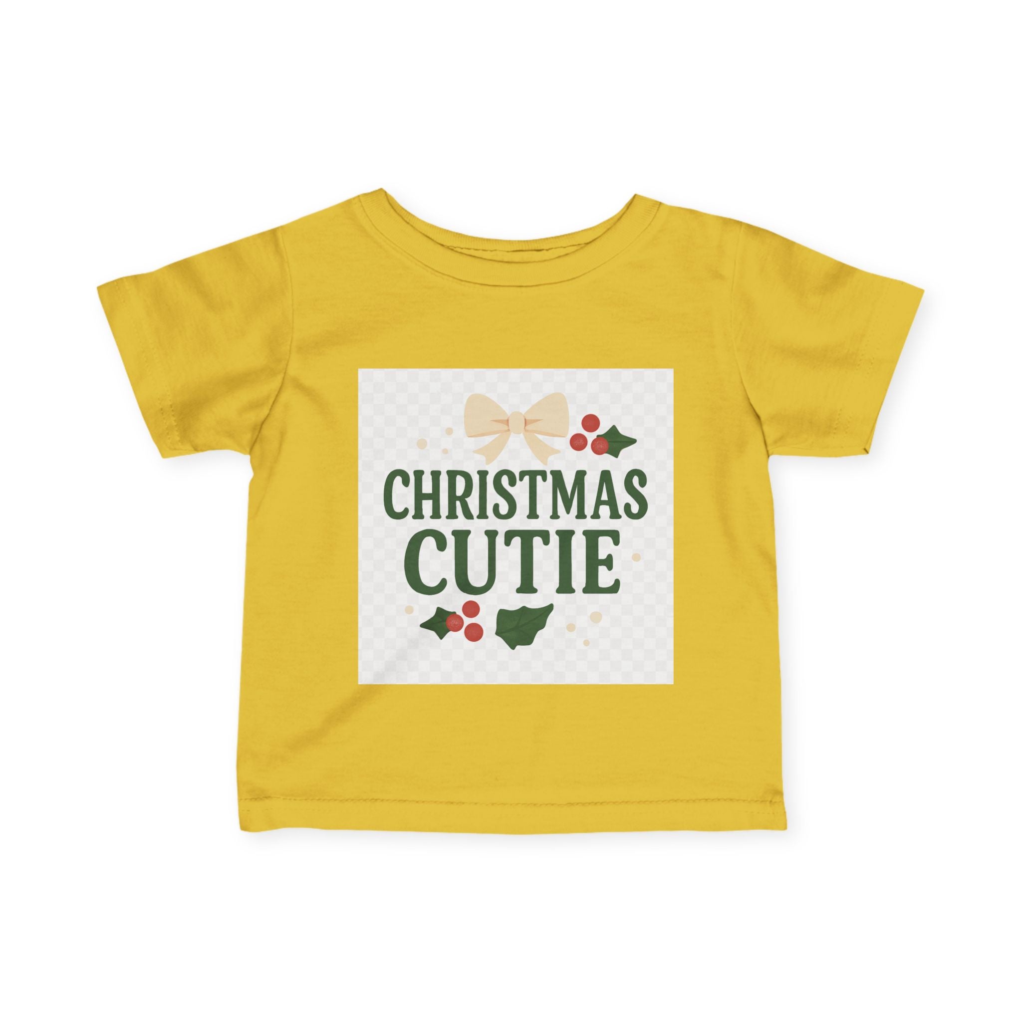 Christmas Cutie Infant Tee – Festive Baby Holiday Shirt with Bow & Holly