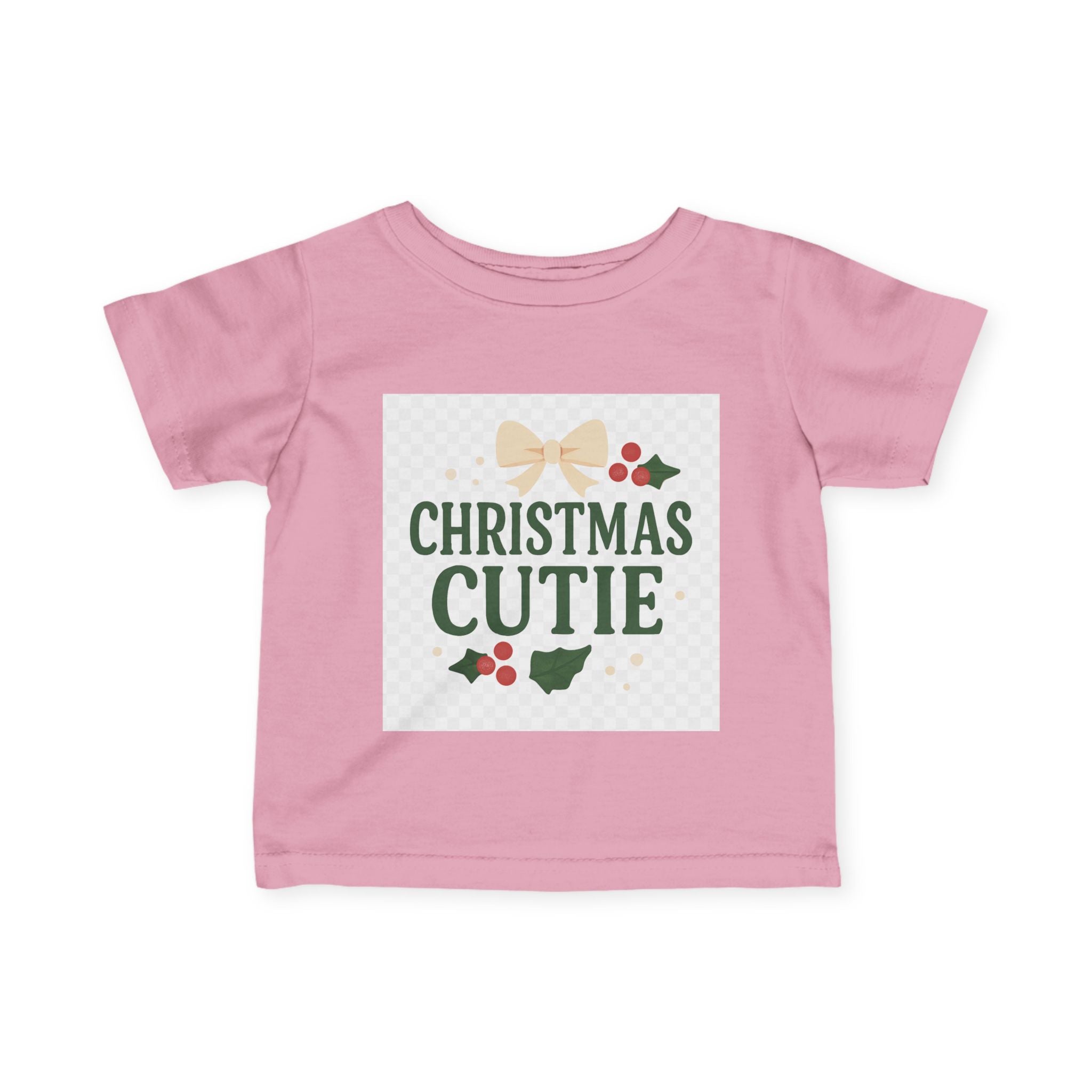 Christmas Cutie Infant Tee – Festive Baby Holiday Shirt with Bow & Holly