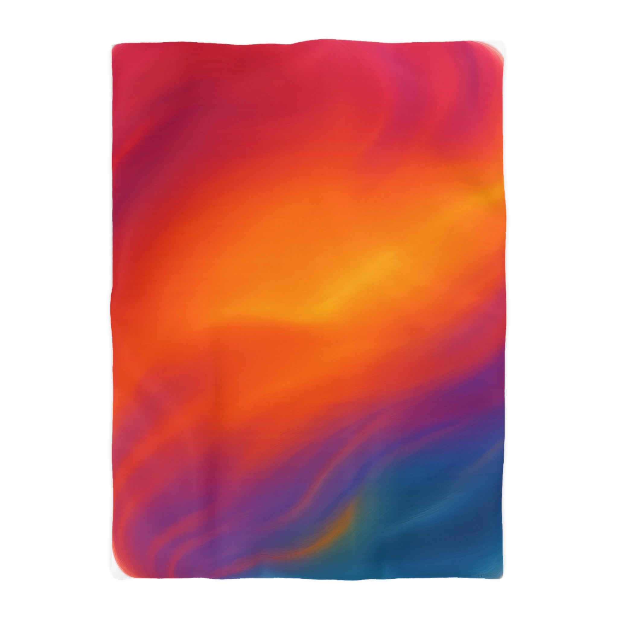 Vibrant Sunset Gradient Duvet Cover — Bold Orange to Deep Blue Microfiber