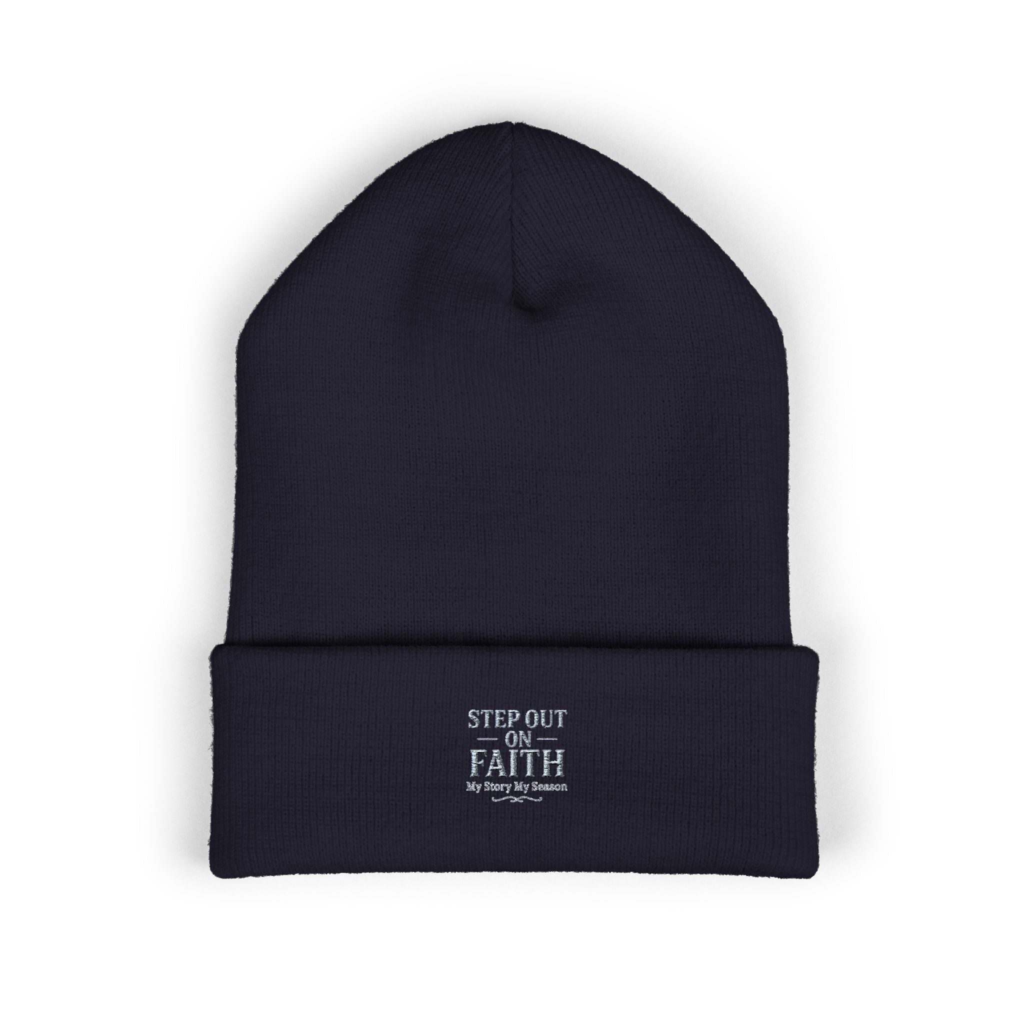 Embroidered “Step Out in Faith” Cuffed Beanie