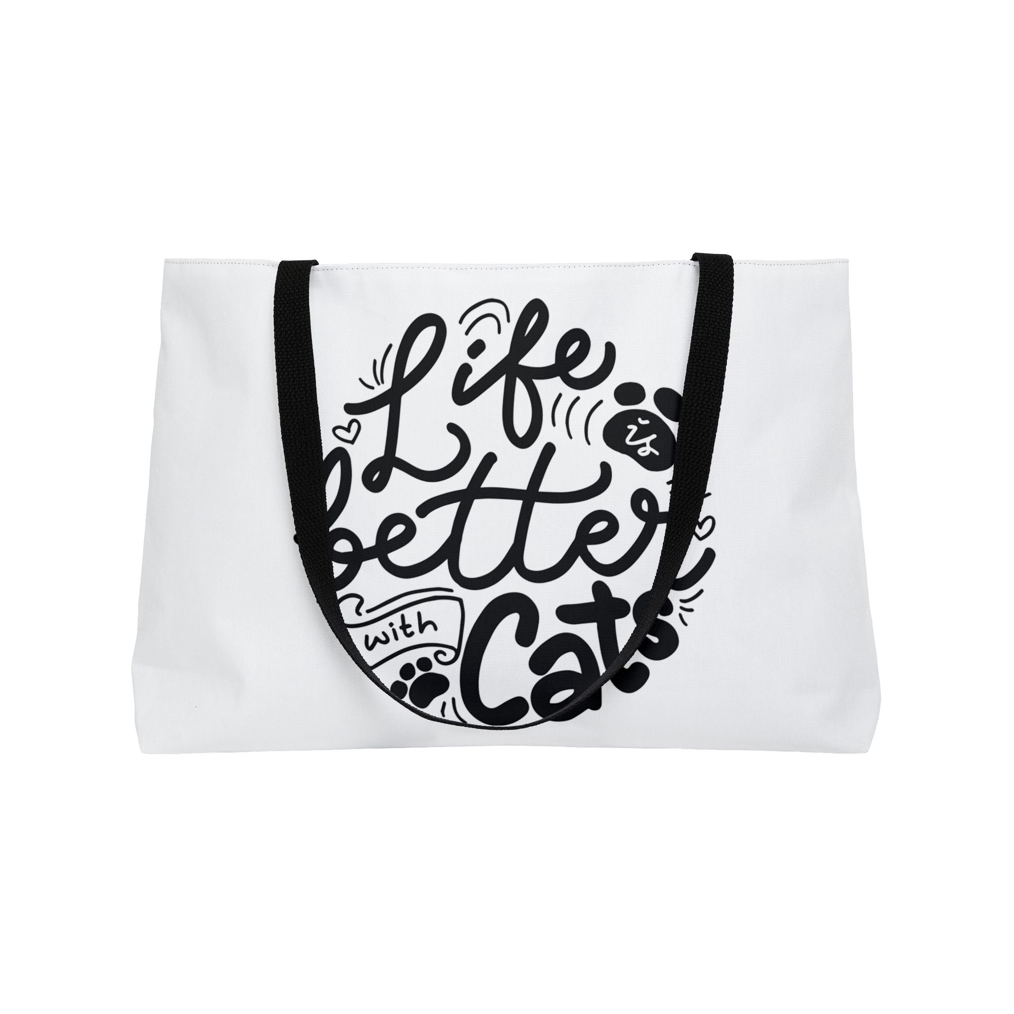 Weekender Tote Bag — "Life is Better with Cats" Cat Lover Canvas Tote