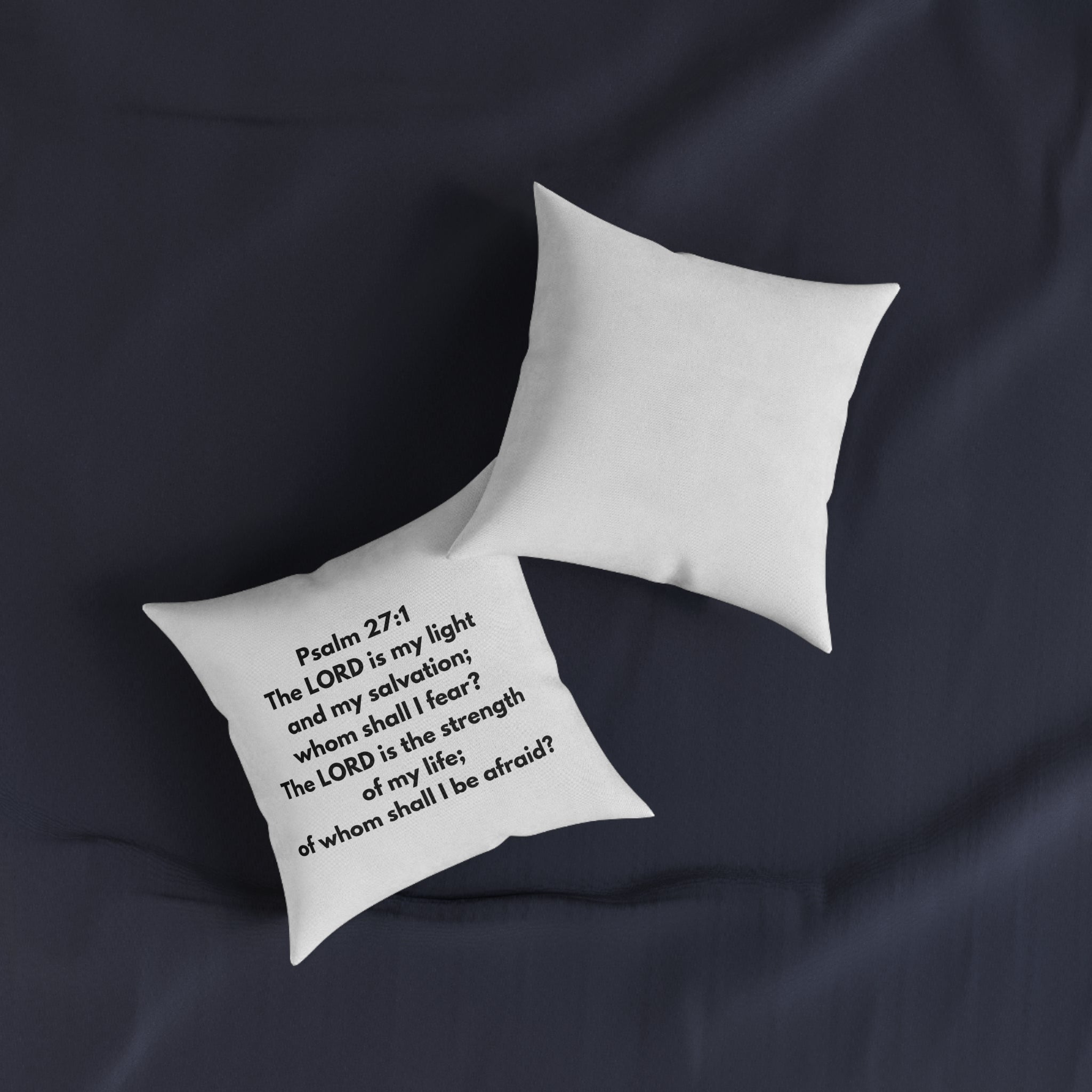 Psalm 27:1 Scripture Square Pillow — "The LORD is my light" Christian Decorative Pillow