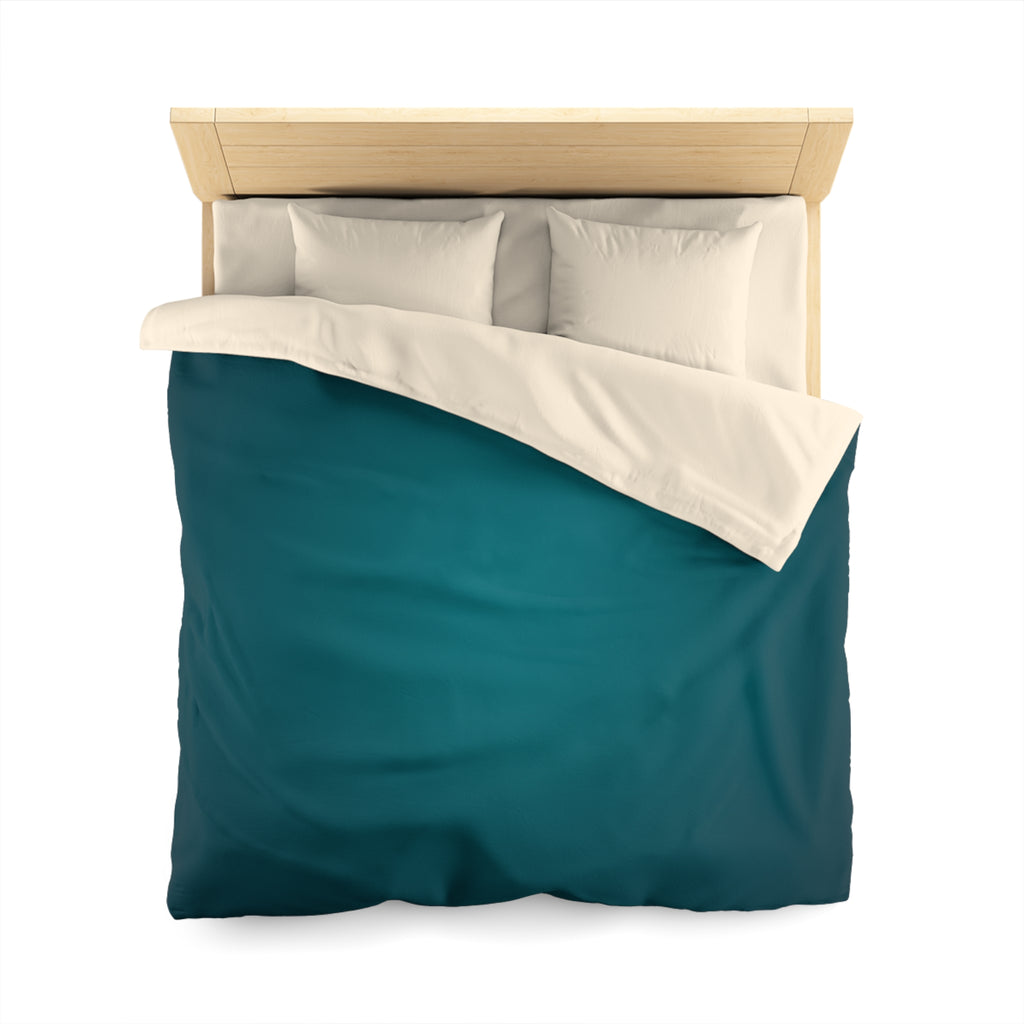 Teal Ombre Microfiber Duvet Cover — Modern Solid Color Bedroom Bedding