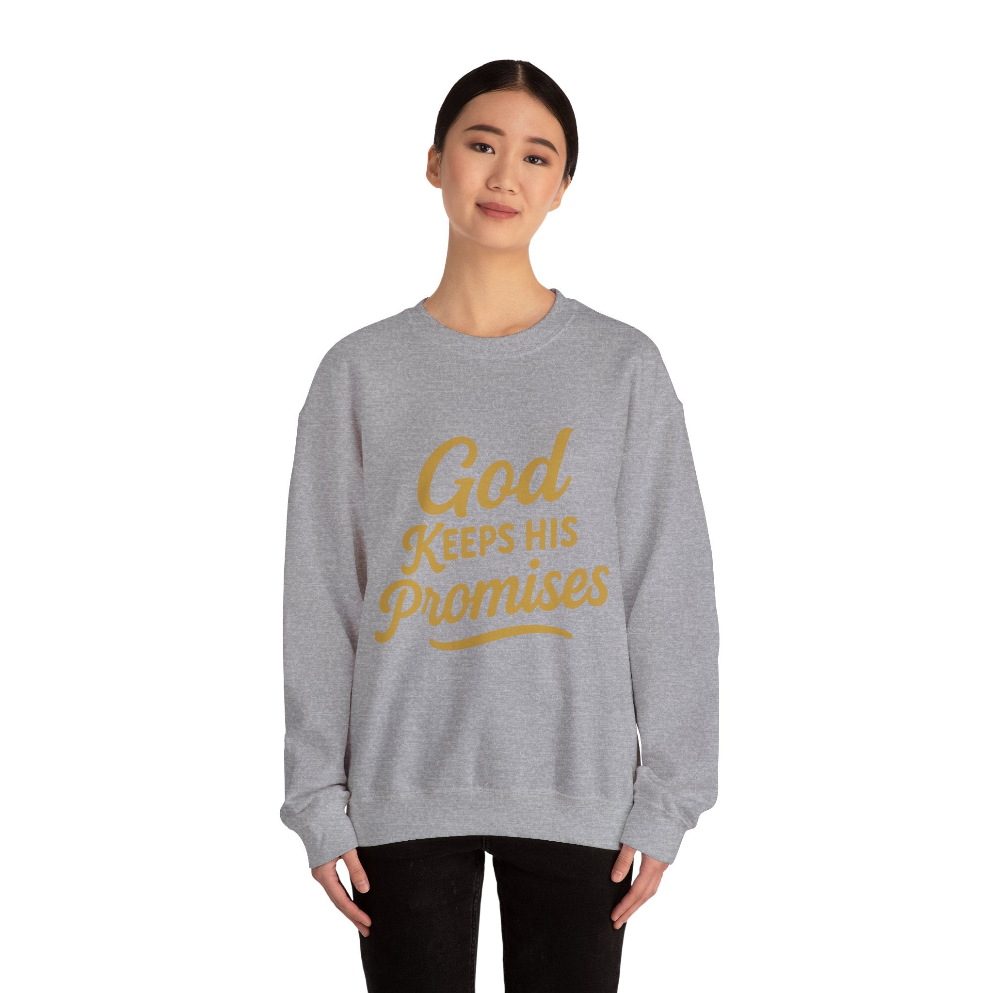 Christian Crewneck Sweatshirt — "God Keeps His Promises" Inspirational Pullover