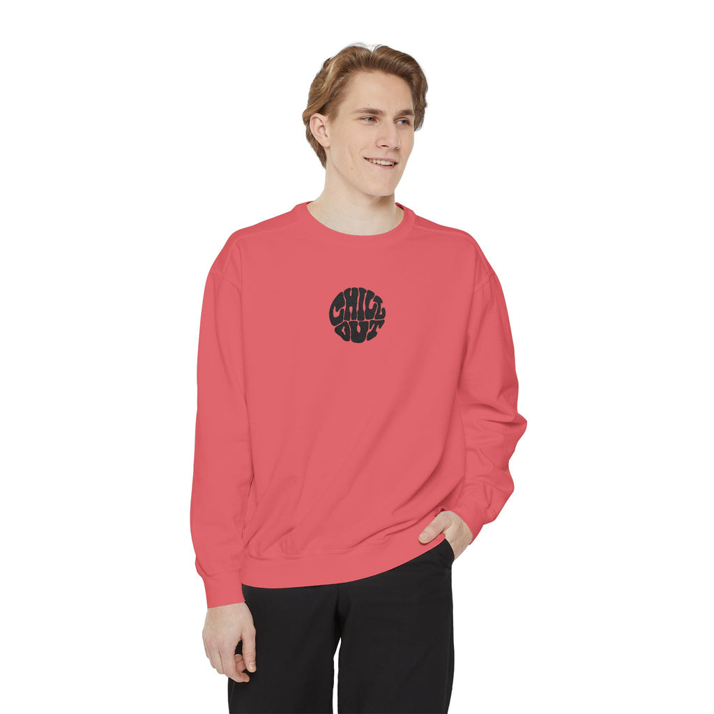 Chill Out Circle Sweatshirt – Minimal Retro Graphic Crewneck | Unisex Comfort