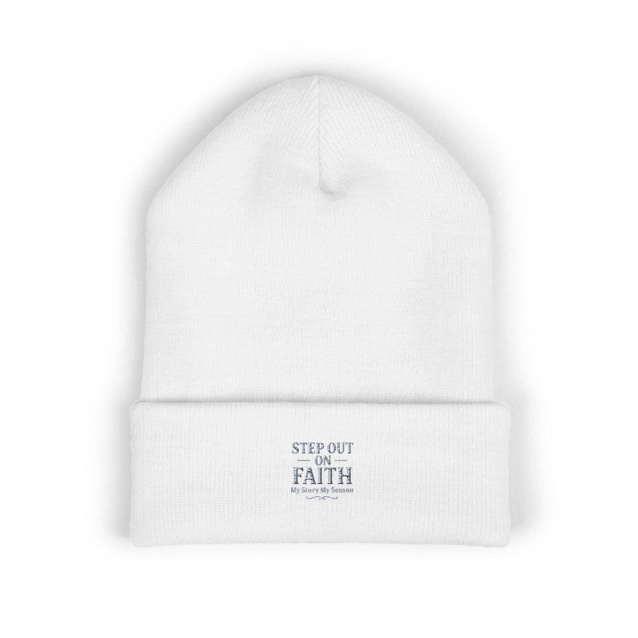Embroidered “Step Out in Faith” Cuffed Beanie