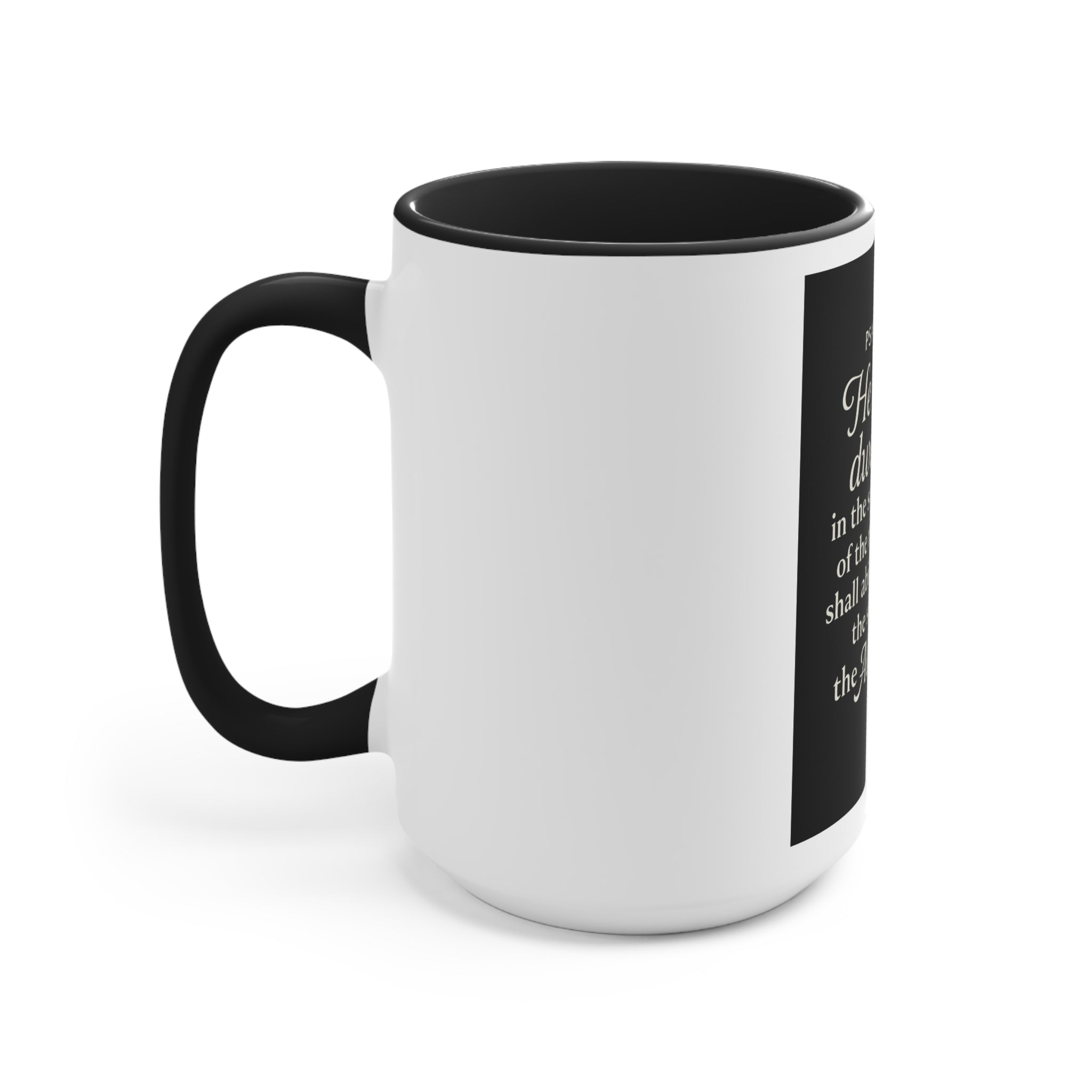 Psalm 91:1 Accent Mug — He That Dwelleth Inspirational Pink-Trim Coffee Cup