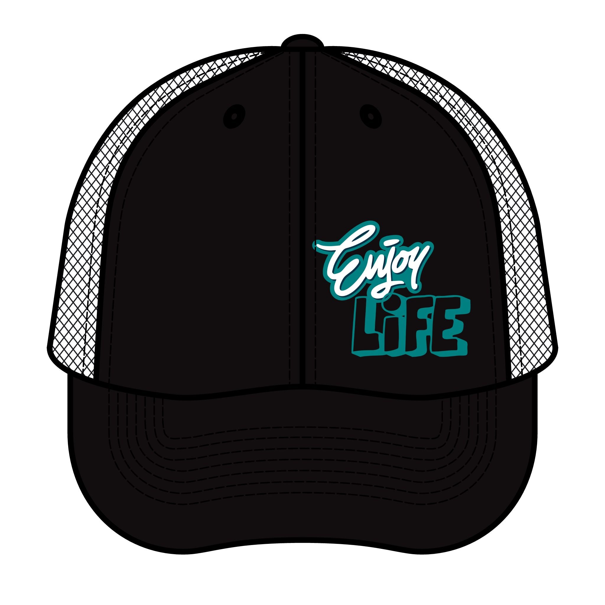 Enjoy Life Retro Trucker Hat – Vintage Script Mesh Cap
