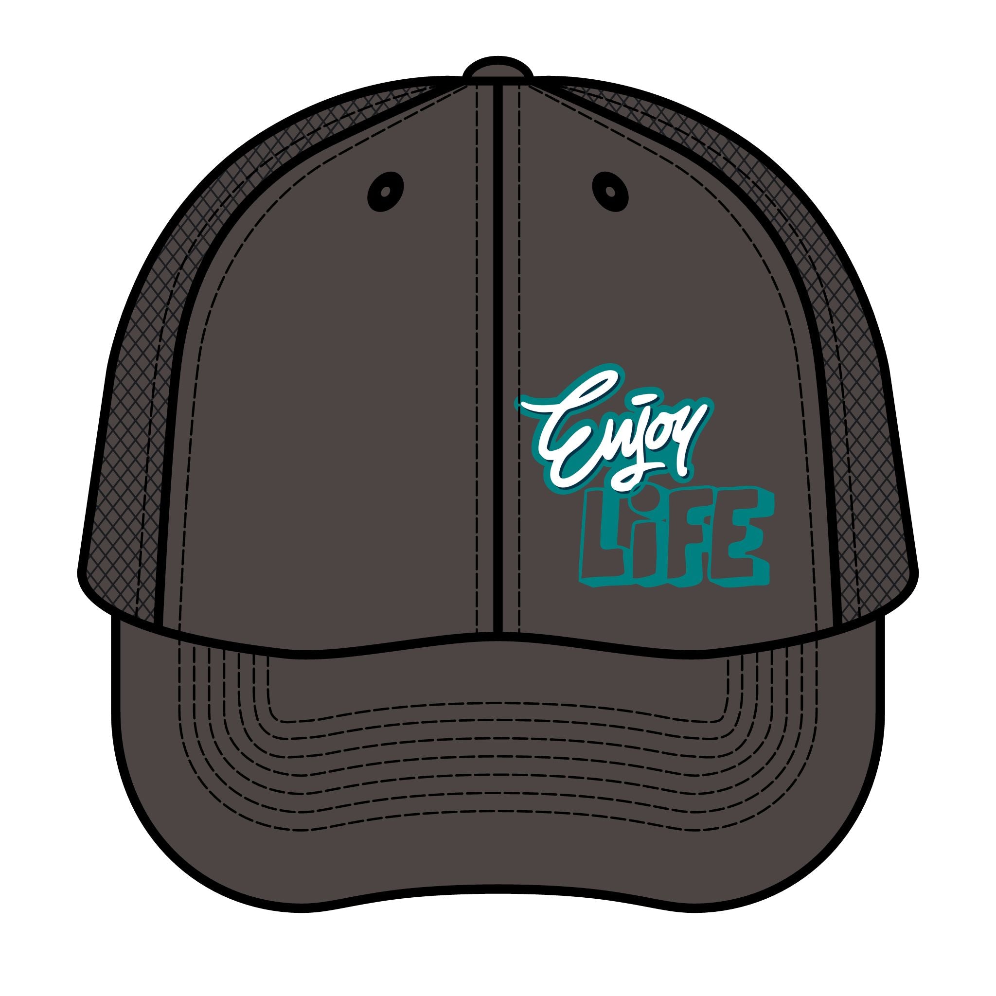 Enjoy Life Retro Trucker Hat – Vintage Script Mesh Cap