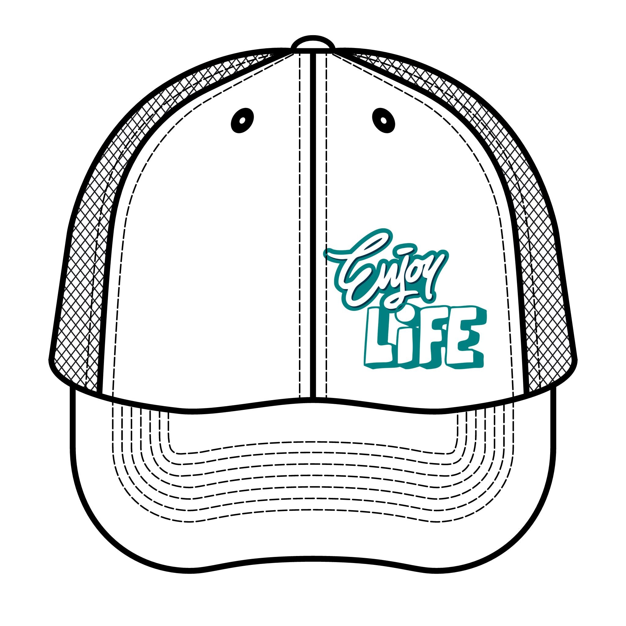 Enjoy Life Retro Trucker Hat – Vintage Script Mesh Cap