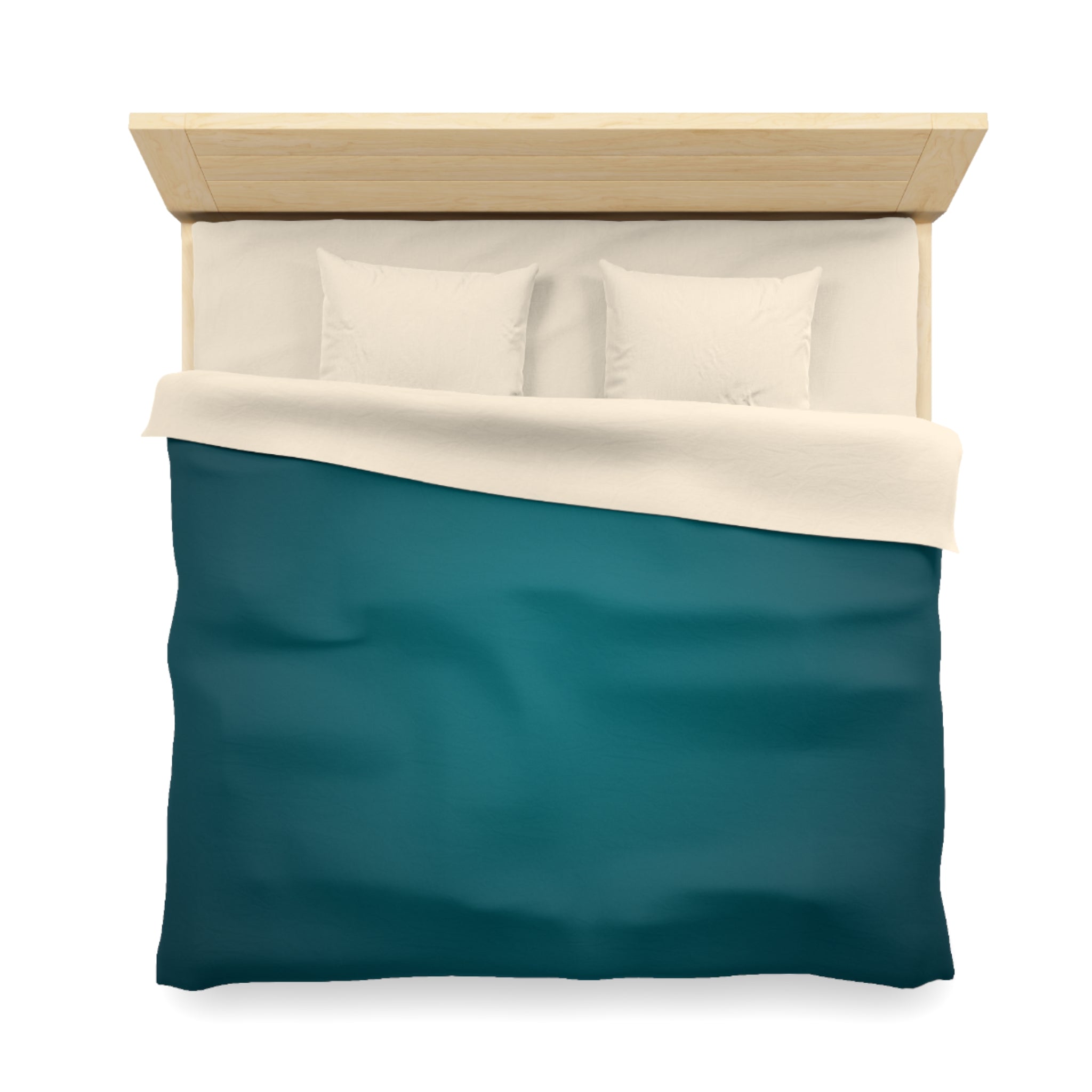 Teal Ombre Microfiber Duvet Cover — Modern Solid Color Bedroom Bedding
