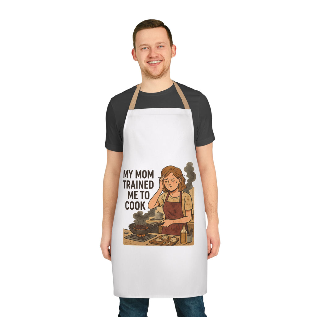 My Mom Trained Me to Cook Apron — Funny Retro Chef Gift for Home Cooks & Mothers' Day