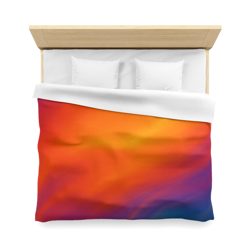 Vibrant Sunset Gradient Duvet Cover — Bold Orange to Deep Blue Microfiber