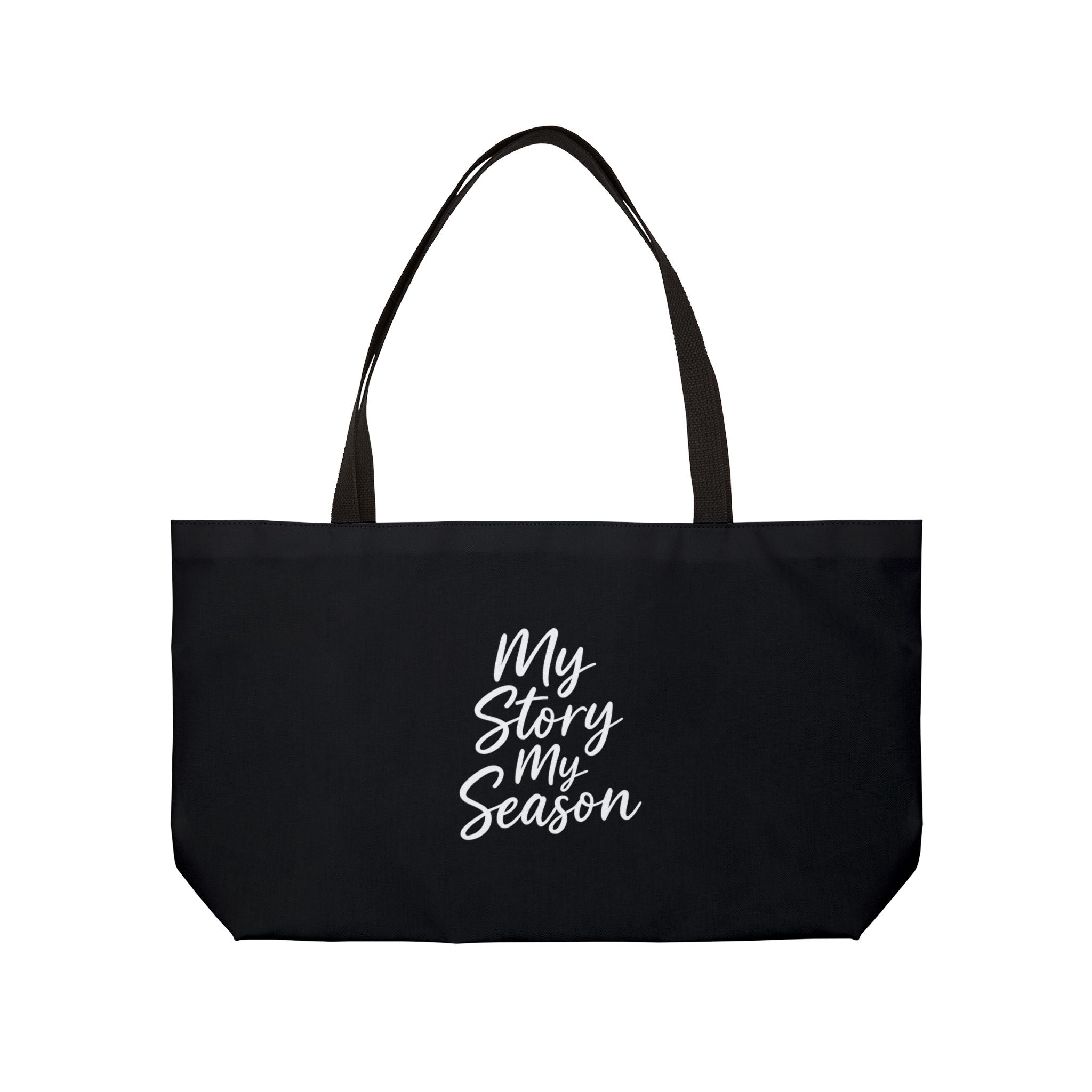Weekender Tote Bag — "Walking in My God-Given Season" Inspirational Psalms 91:1 Canvas Tote