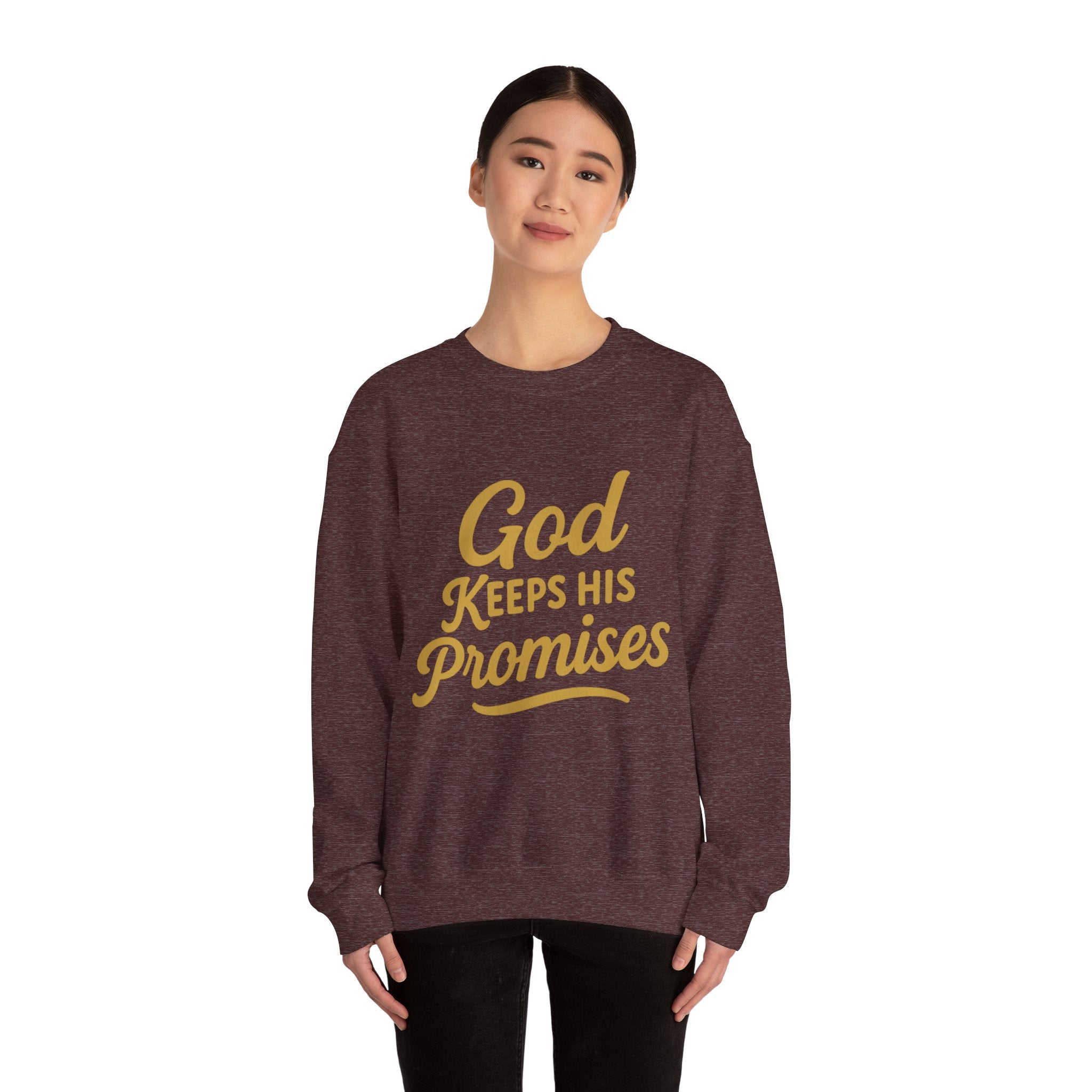 Christian Crewneck Sweatshirt — "God Keeps His Promises" Inspirational Pullover