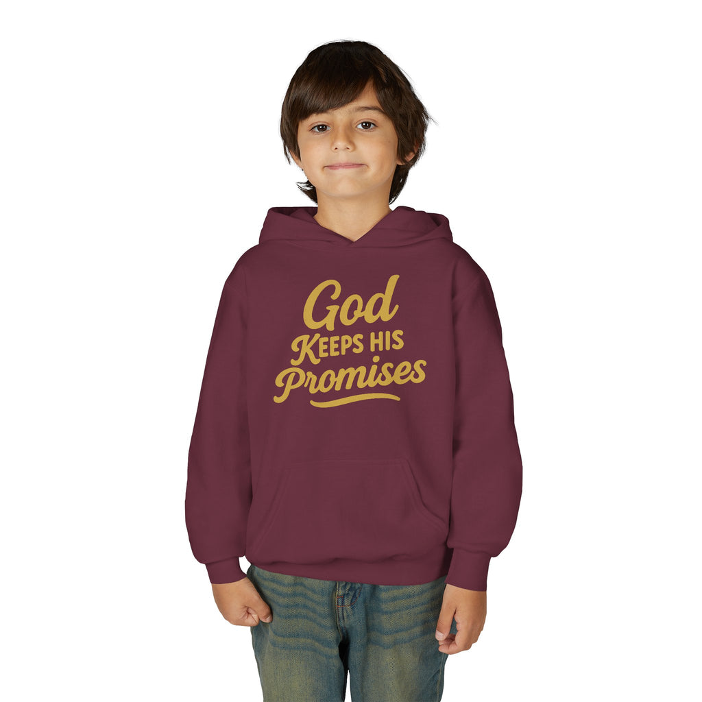 Youth Hoodie — "God Keeps His Promises" Inspirational Faith Sweatshirt